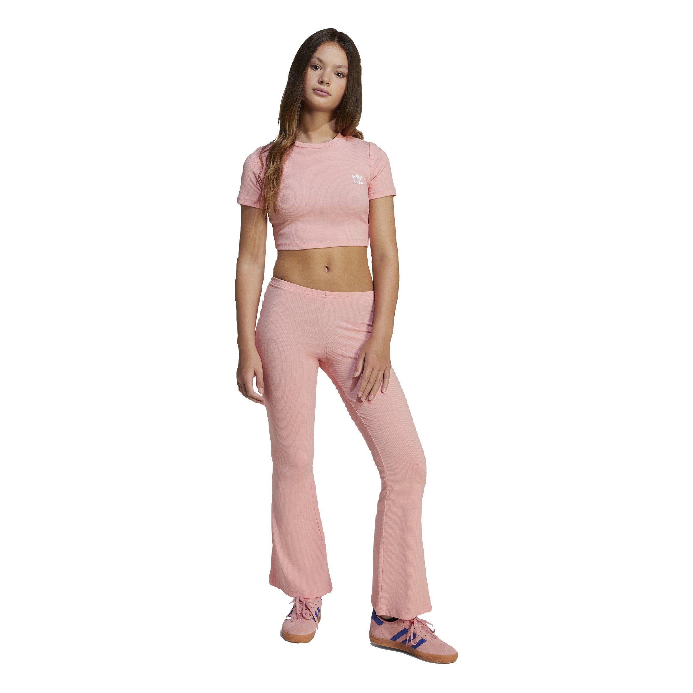adidas Originals Ribbed Flared Big Girls' Pink Pants