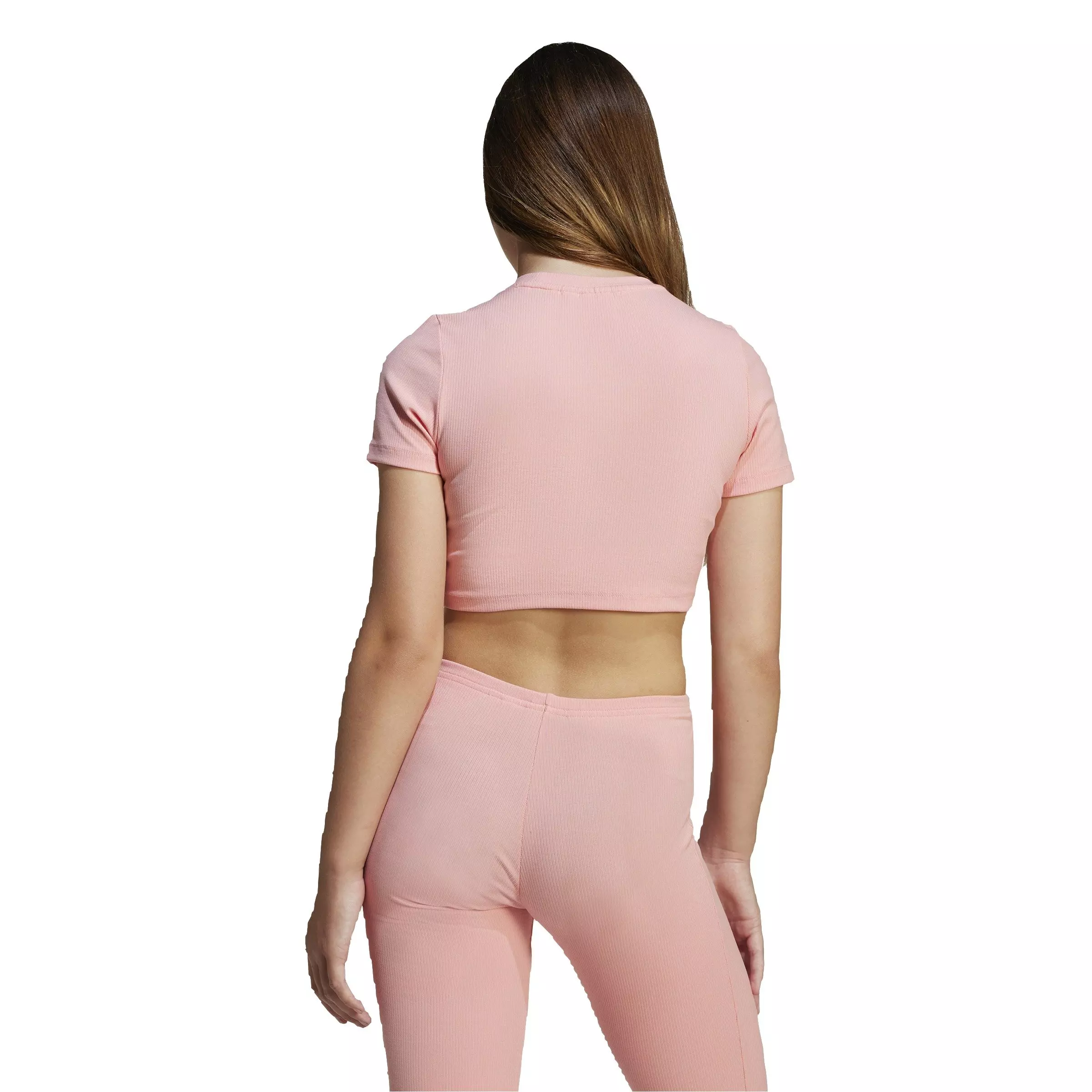 adidas Originals Big Girls' Ribbed Cropped Tee - Pink - PINK