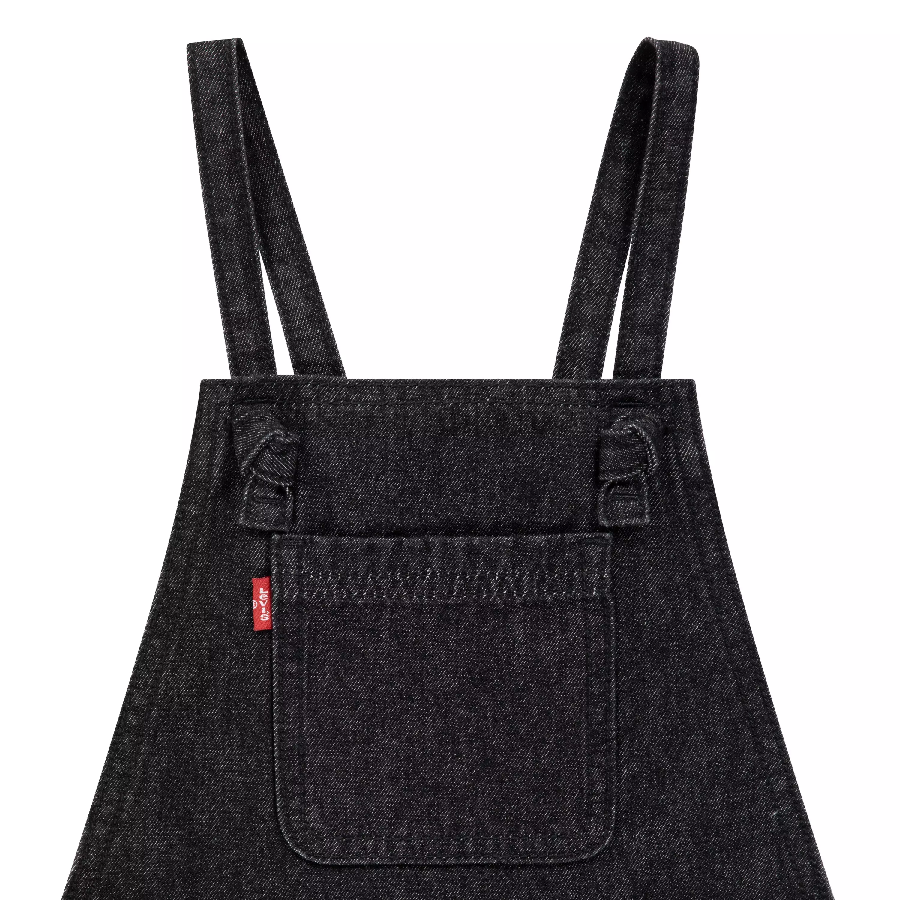 Levi's Little Girls' Knot Strap Black Wash Denim Shortalls - BLACK
