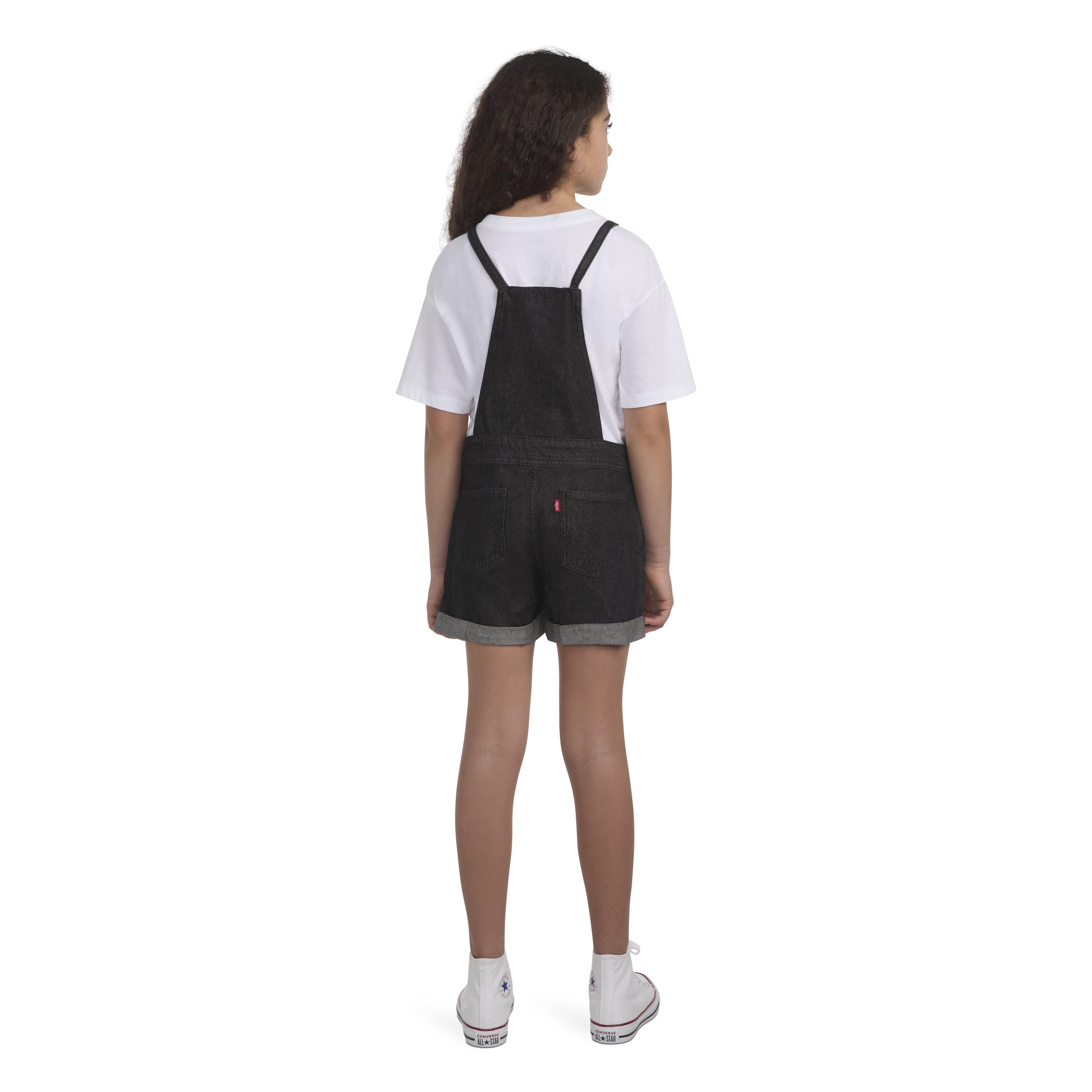 Levi's Knot Strap Big Girls' Black Wash Denim Shortalls
