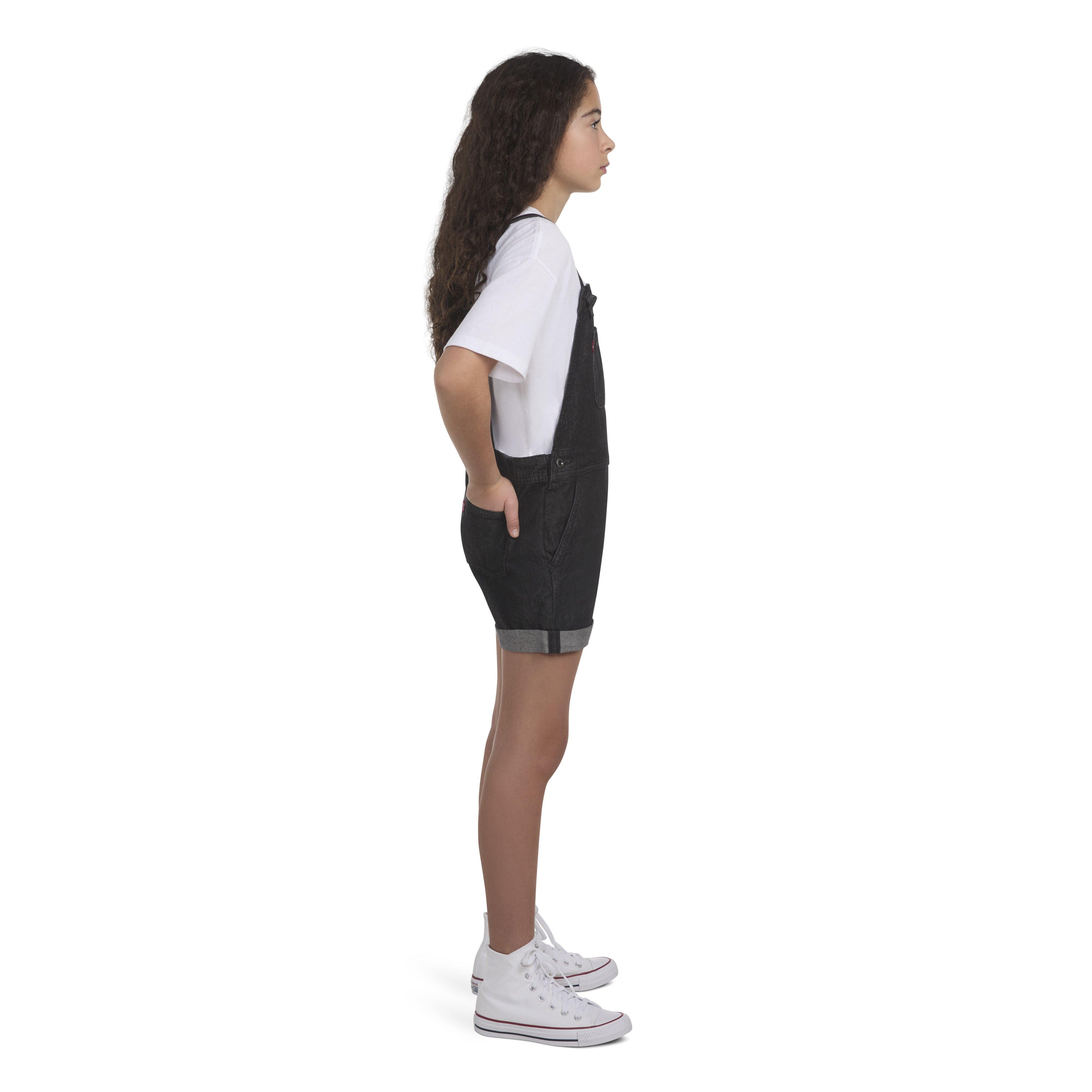 Levi's Big Girls' Knot Strap Black Wash Denim Shortalls - BLACK Thumbnail View 3