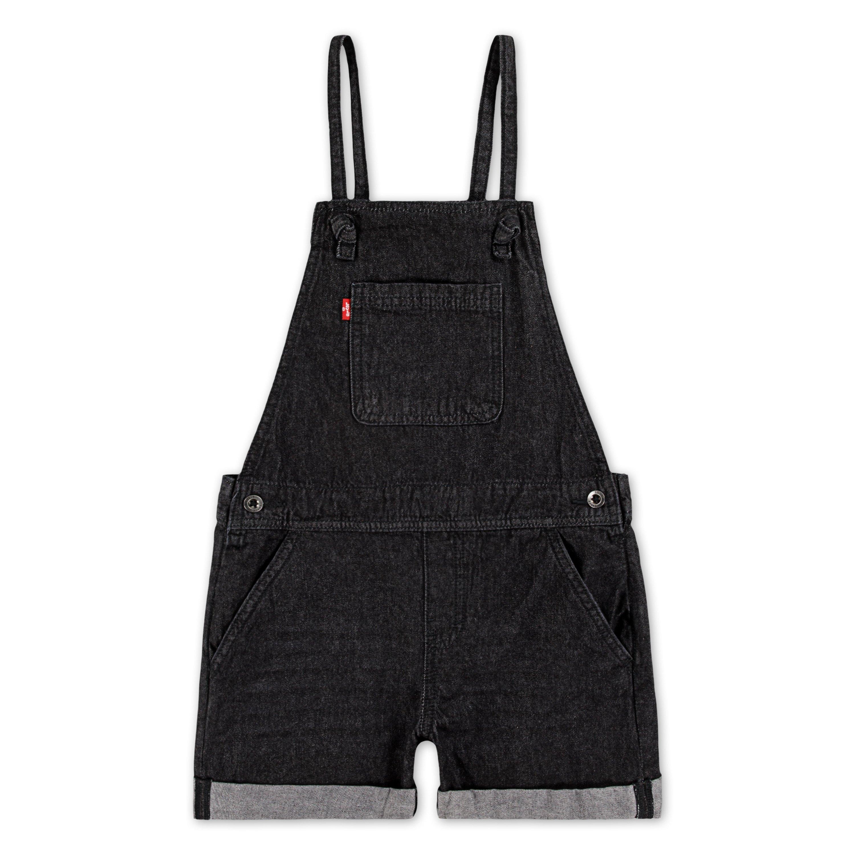 Levi's Big Girls' Knot Strap Black Wash Denim Shortalls - BLACK Thumbnail View 6