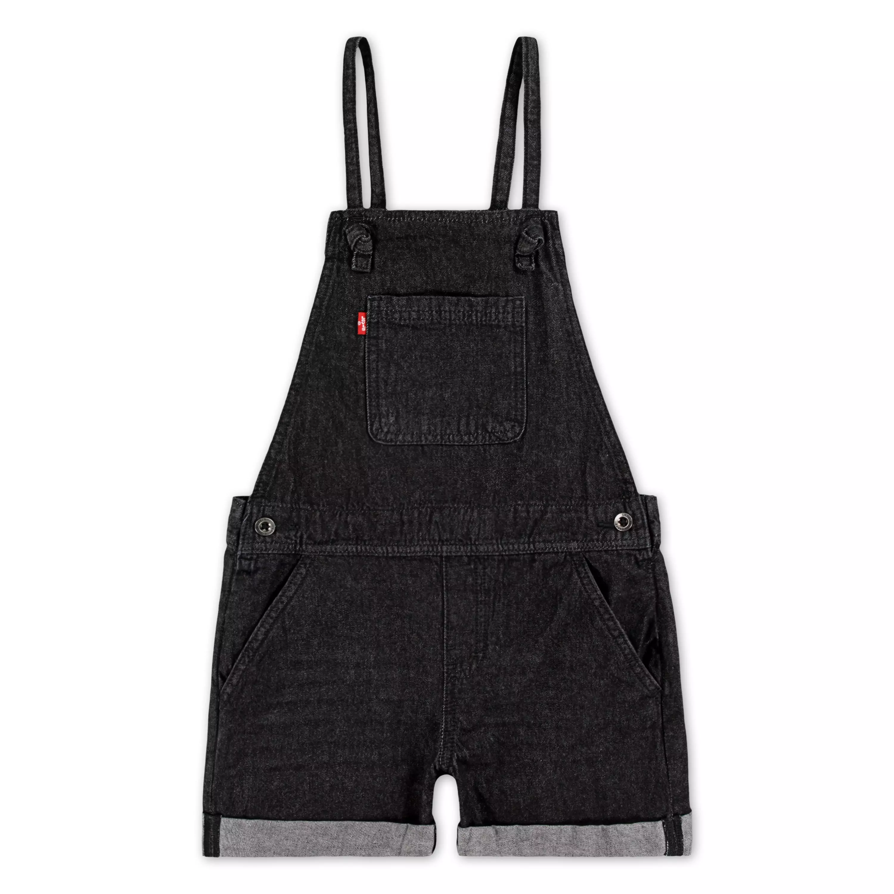 Levi's Big Girls' Knot Strap Black Wash Denim Shortalls - BLACK