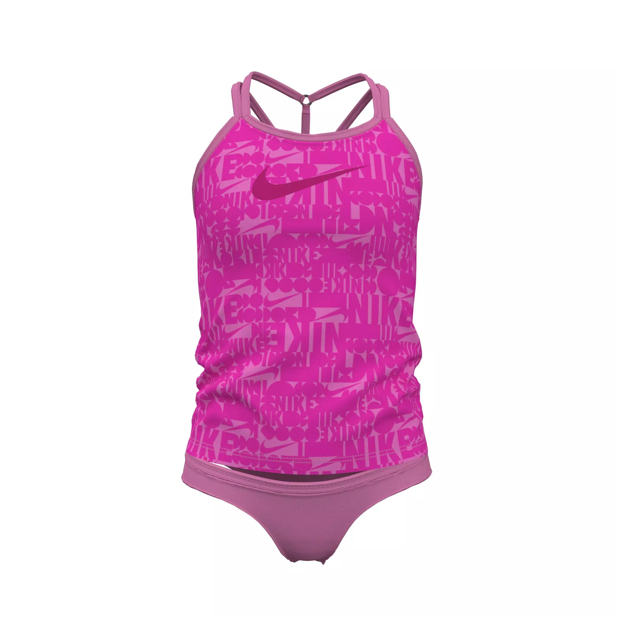 Nike Big Girls' Swim Retro Flow T-Back Tankini Swim Set - PINK