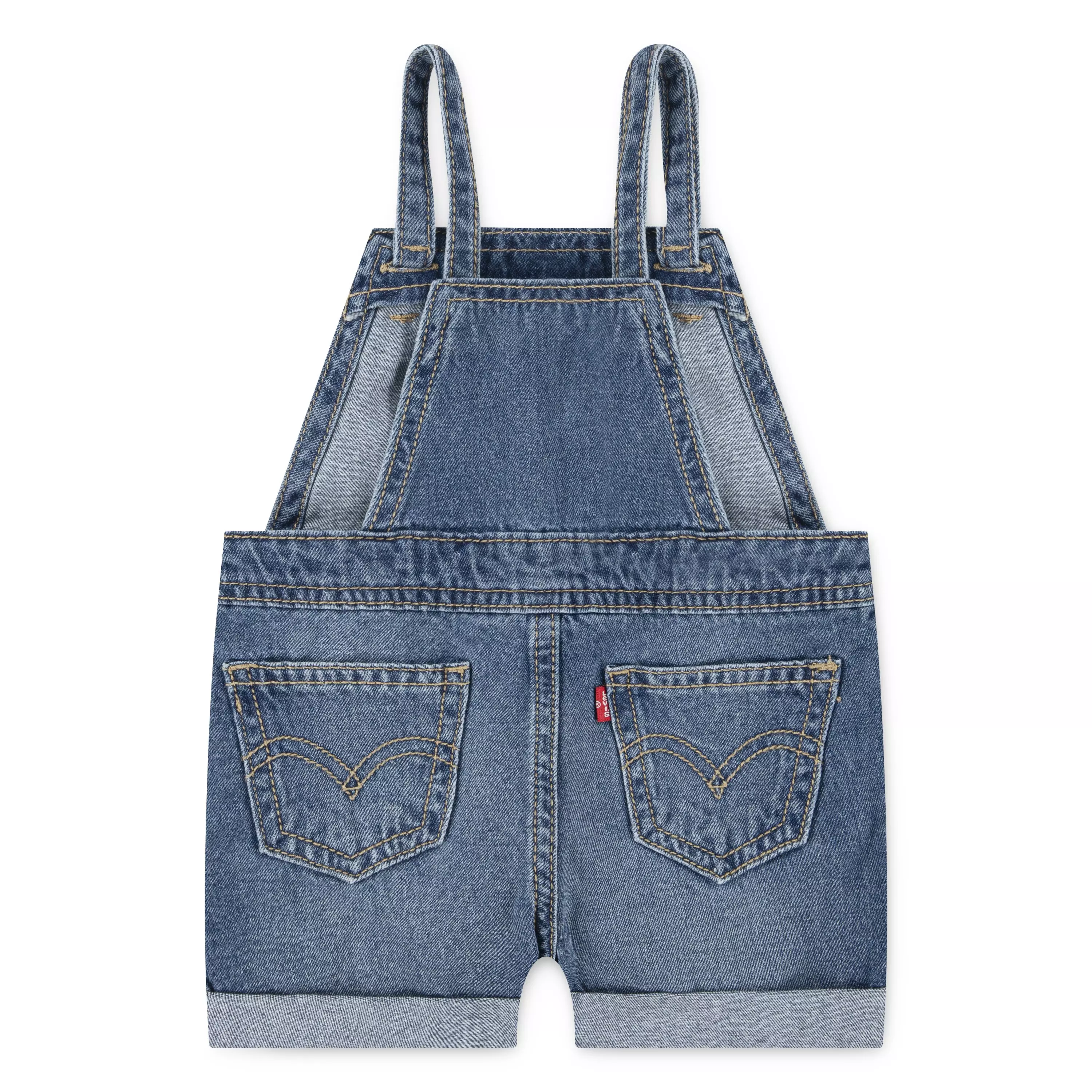 Levi's Baby Girls' Knot Strap Dark Blue Wash Denim Shortalls - BLUE