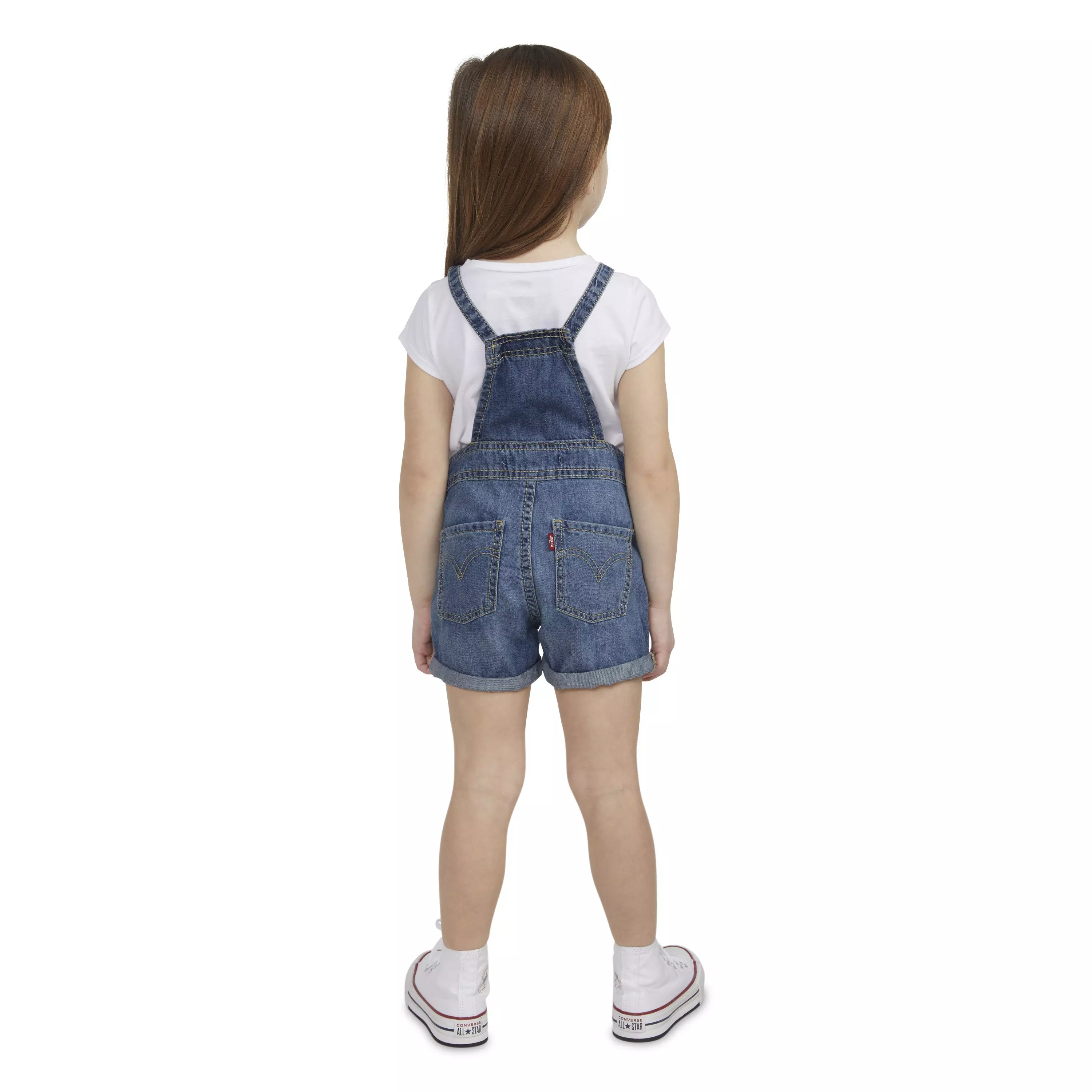 Levi's Toddler Girls' Knot Strap Dark Blue Wash Denim Shortalls - BLUE