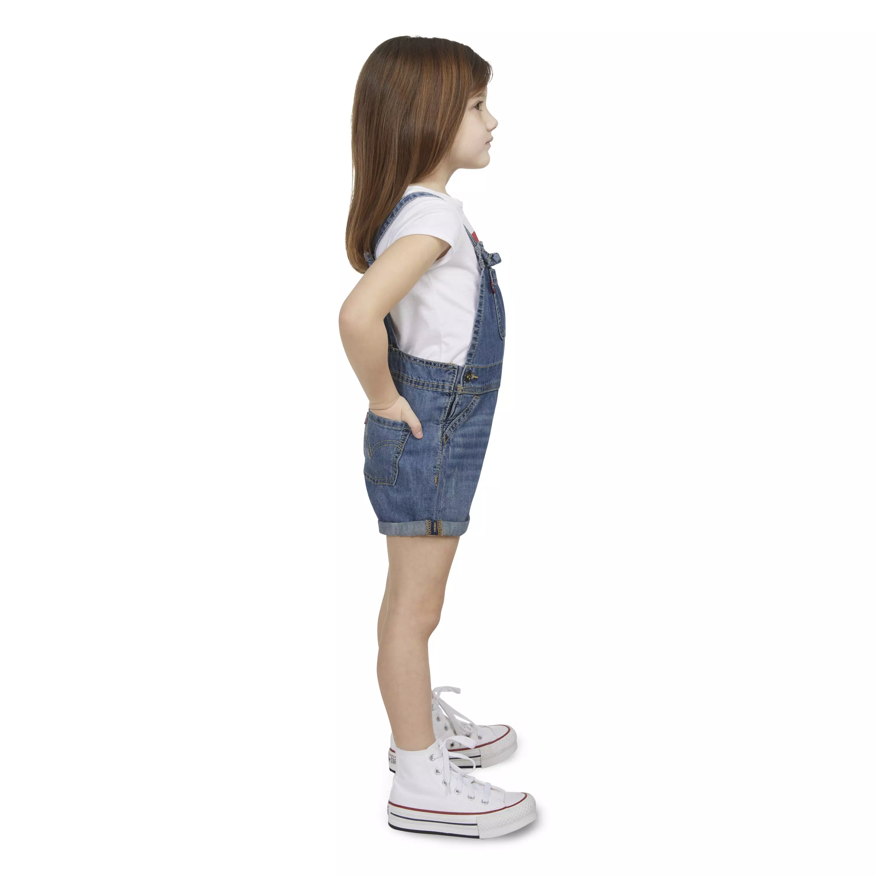 Levi's Toddler Girls' Knot Strap Dark Blue Wash Denim Shortalls - BLUE