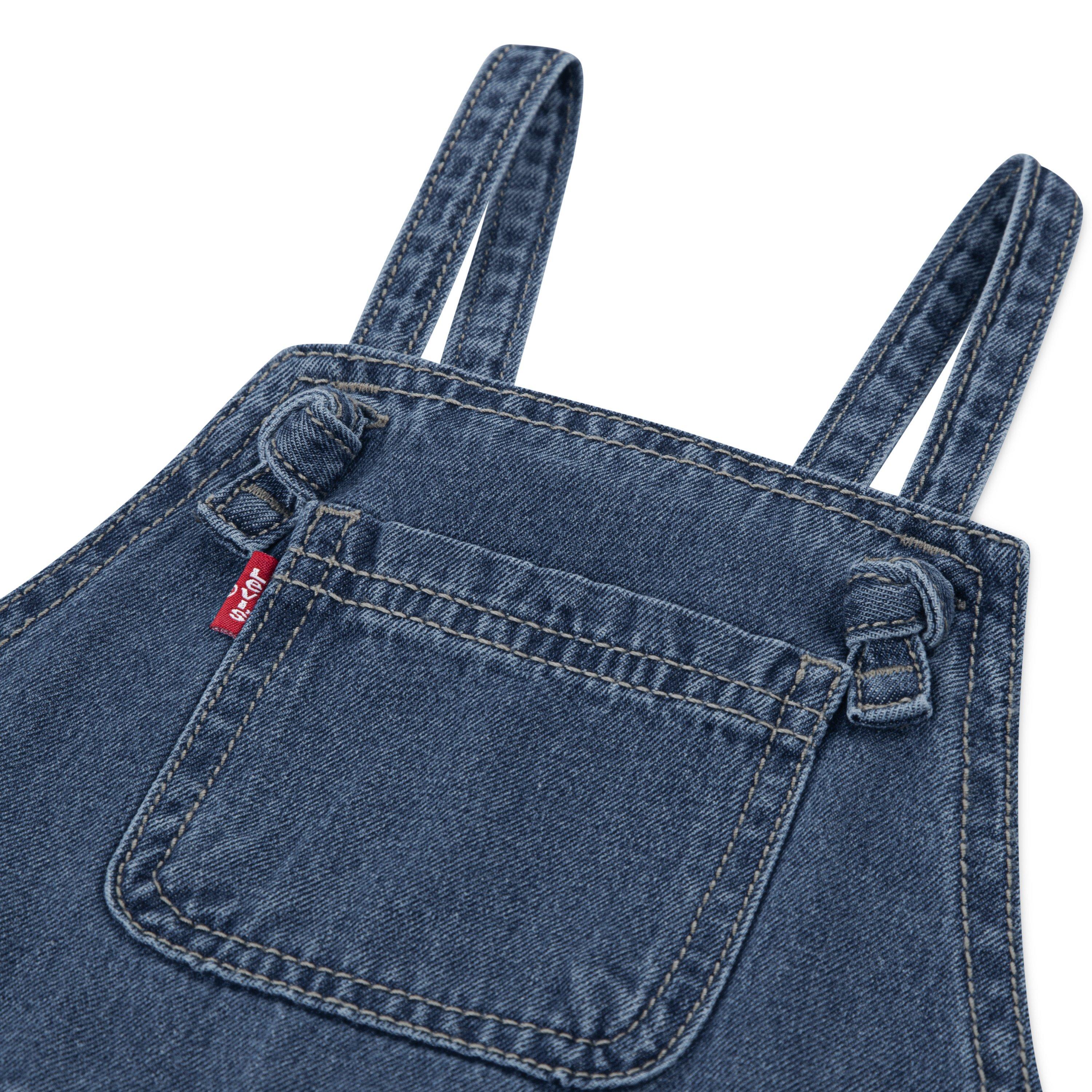 Levi's Toddler Girls' Knot Strap Dark Blue Wash Denim Shortalls - BLUE Thumbnail View 4