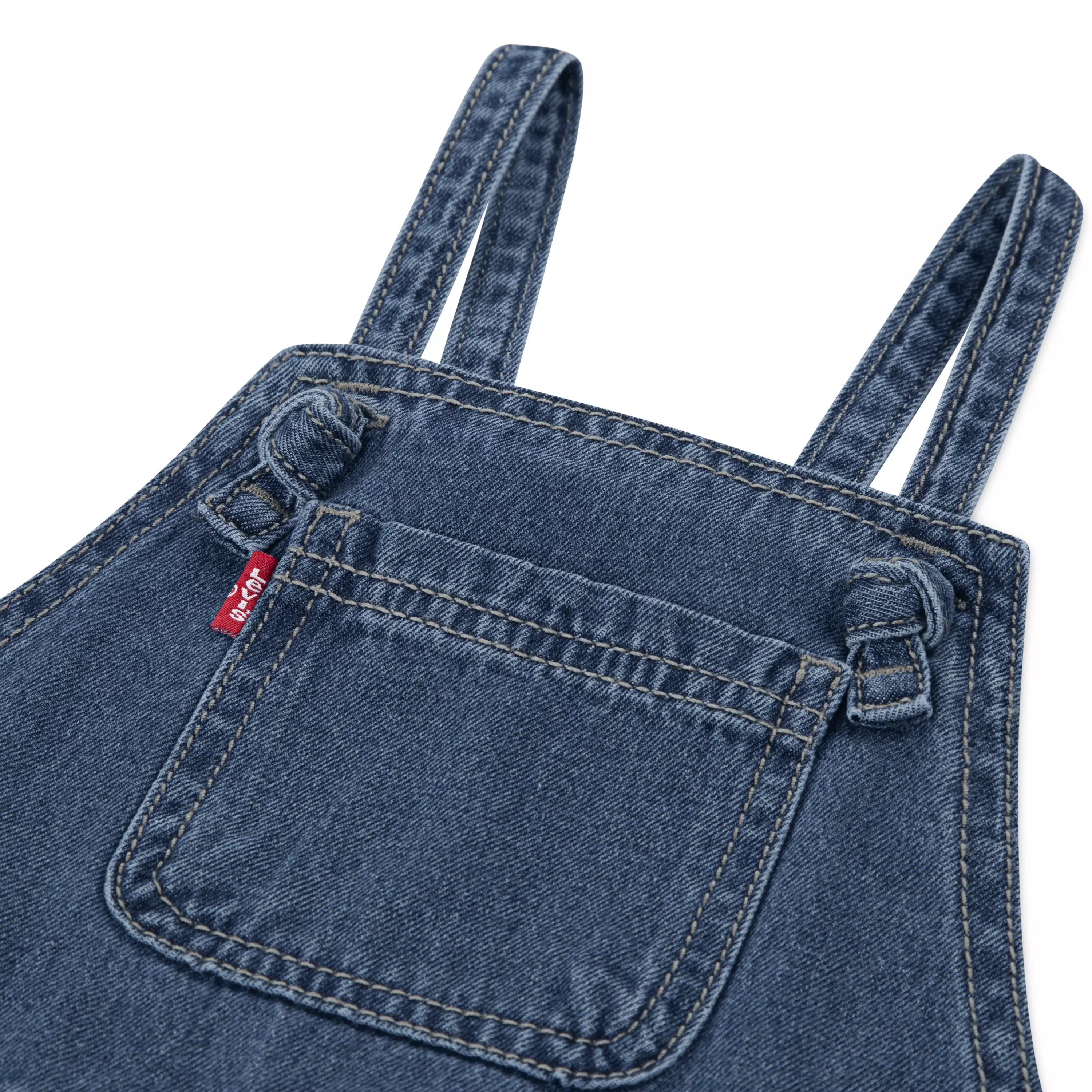 Levi's Toddler Girls' Knot Strap Dark Blue Wash Denim Shortalls - BLUE
