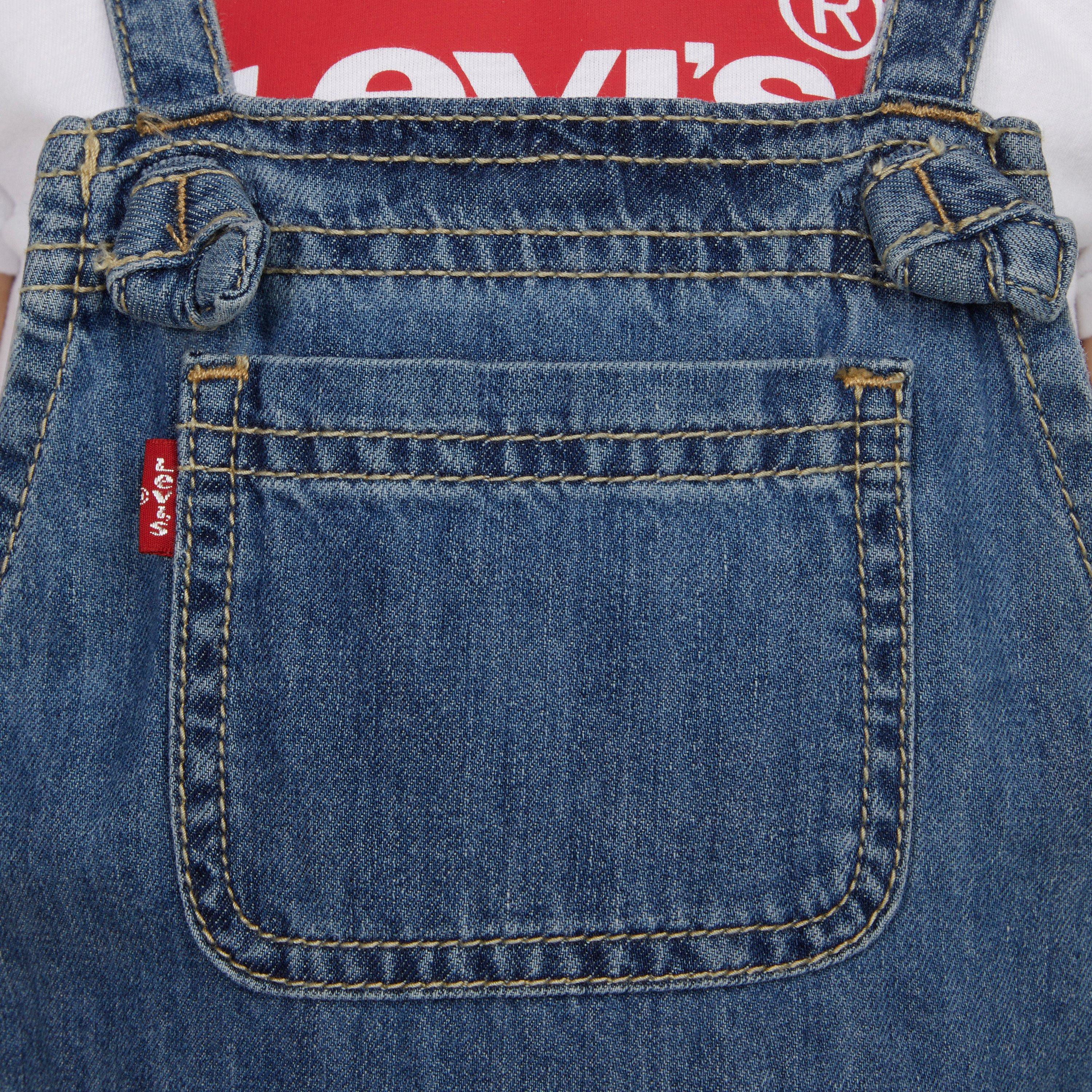 Levi's Toddler Girls' Knot Strap Dark Blue Wash Denim Shortalls - BLUE Thumbnail View 5