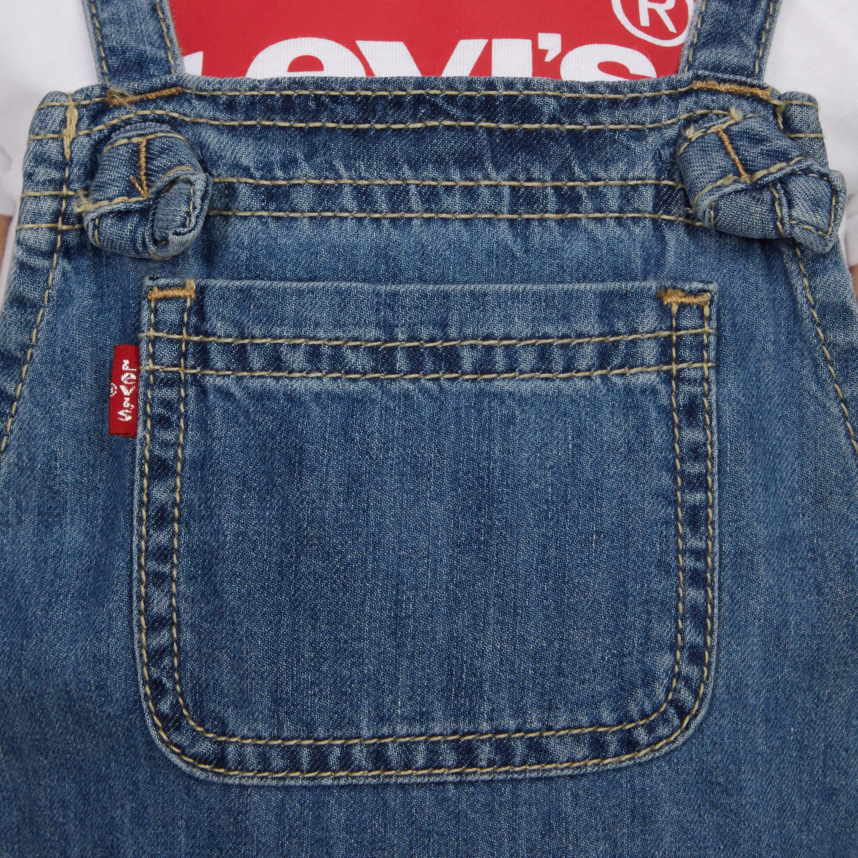 Levi's Toddler Girls' Knot Strap Dark Blue Wash Denim Shortalls - BLUE