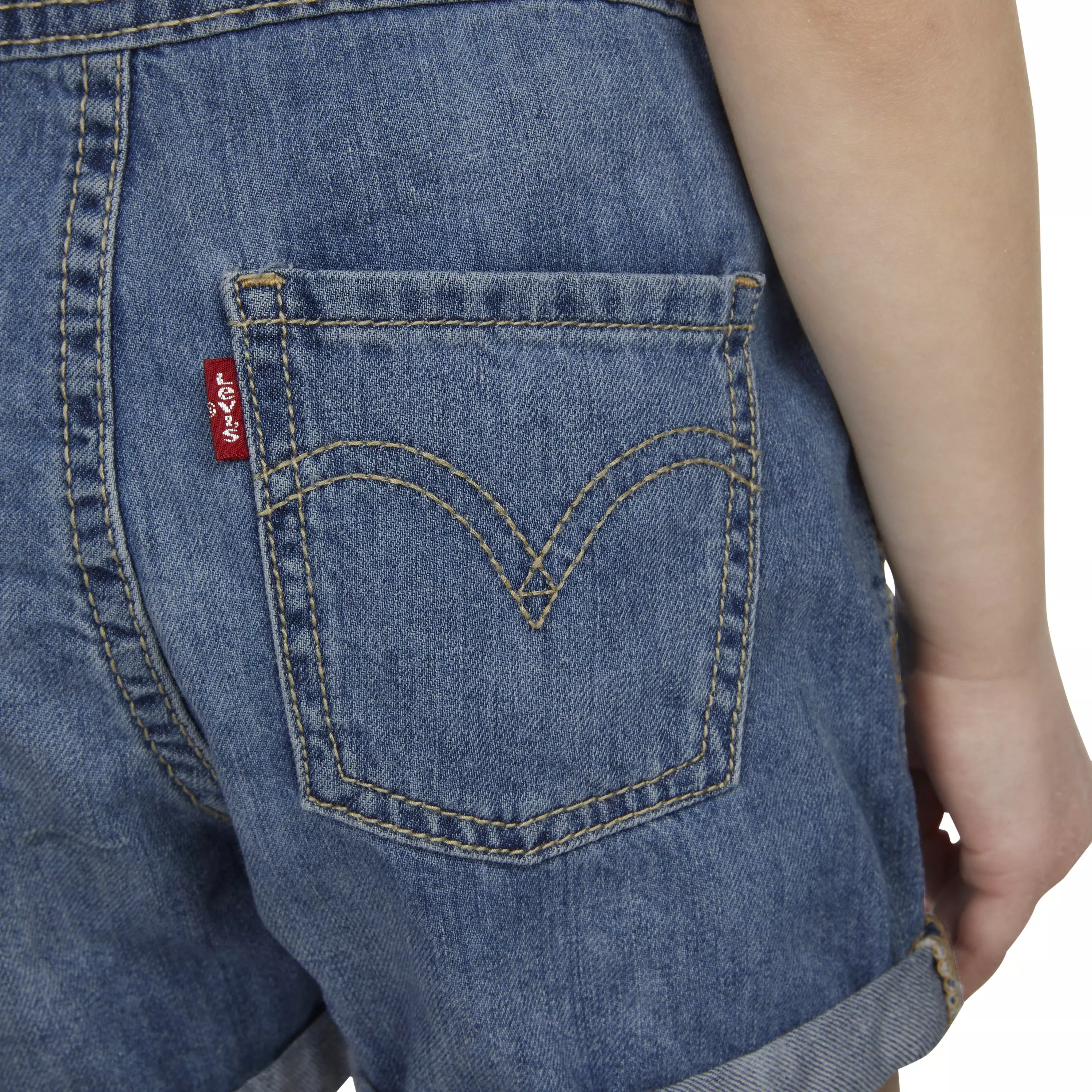 Levi's Toddler Girls' Knot Strap Dark Blue Wash Denim Shortalls - BLUE