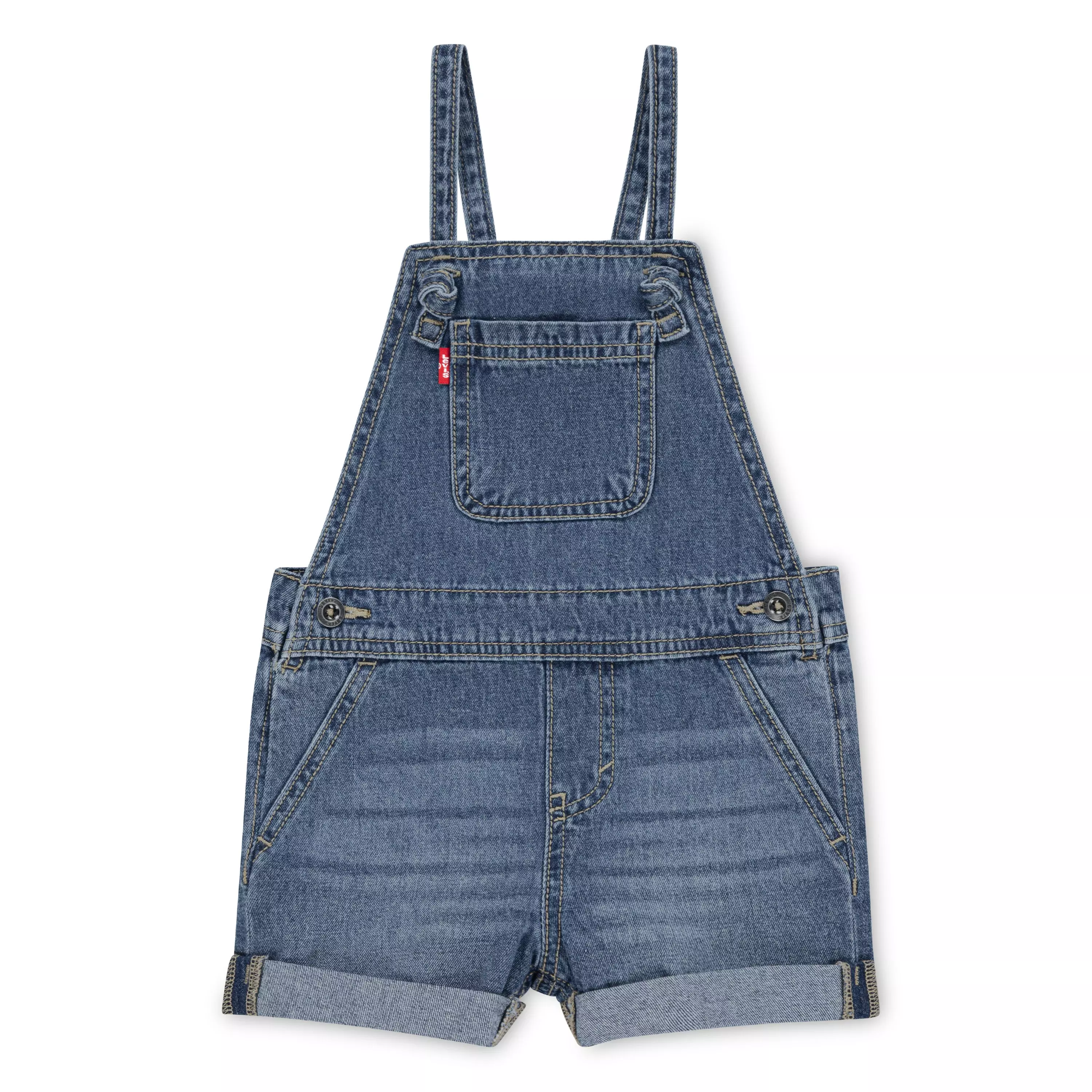 Levi's Toddler Girls' Knot Strap Dark Blue Wash Denim Shortalls - BLUE