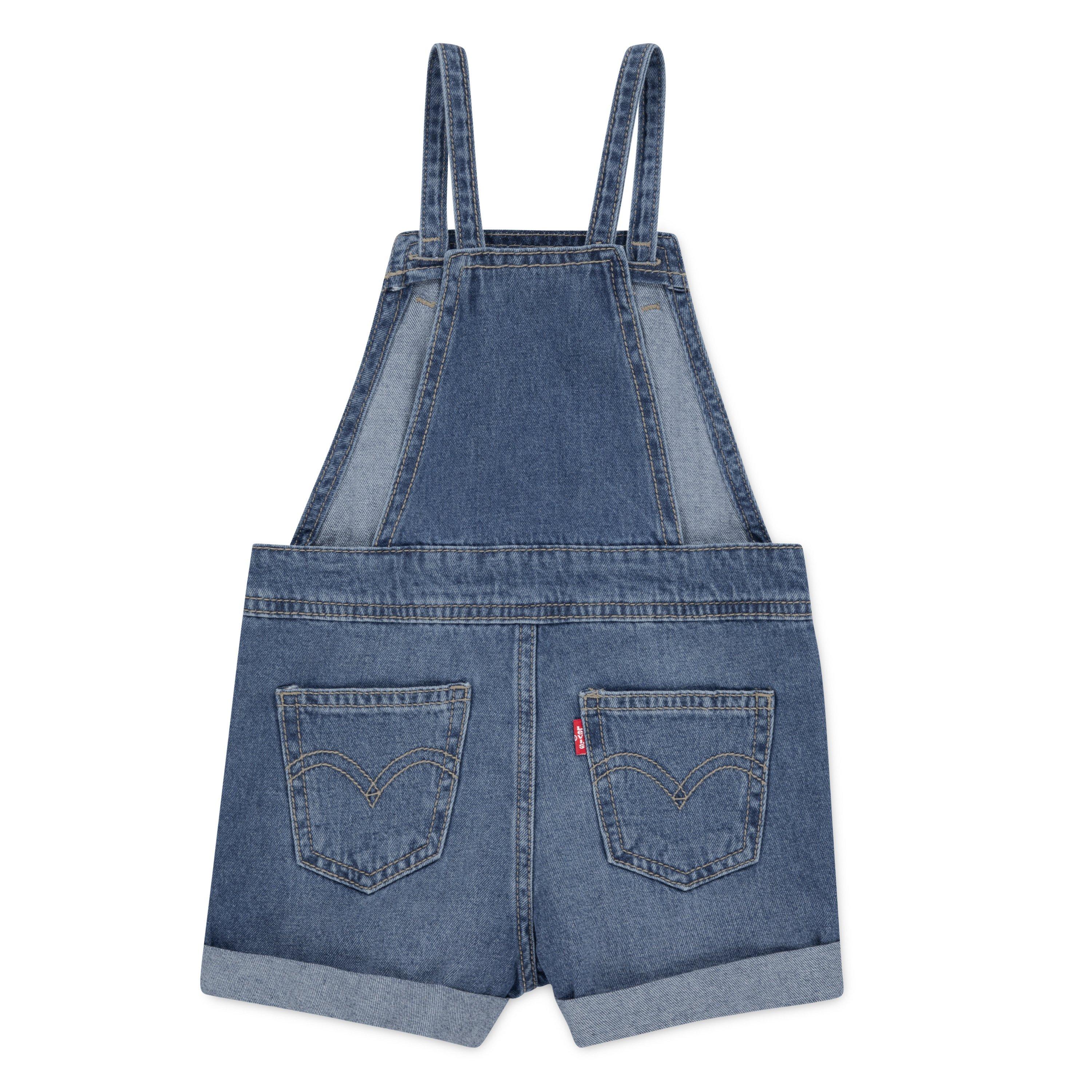 Levi's Toddler Girls' Knot Strap Dark Blue Wash Denim Shortalls - BLUE Thumbnail View 9