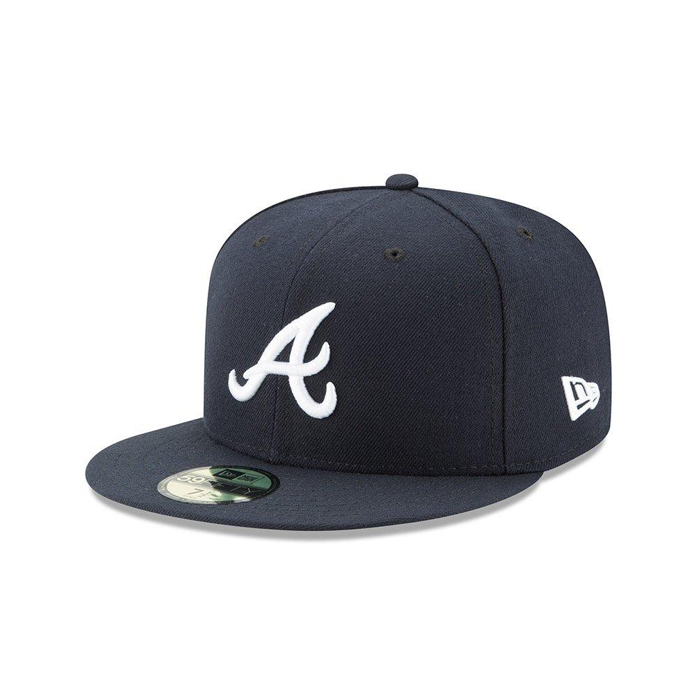 New Era Atlanta Braves Authentic Collection Road 59FIFTY Fitted Hat, Navy, Size: 7 1/8, Polyester