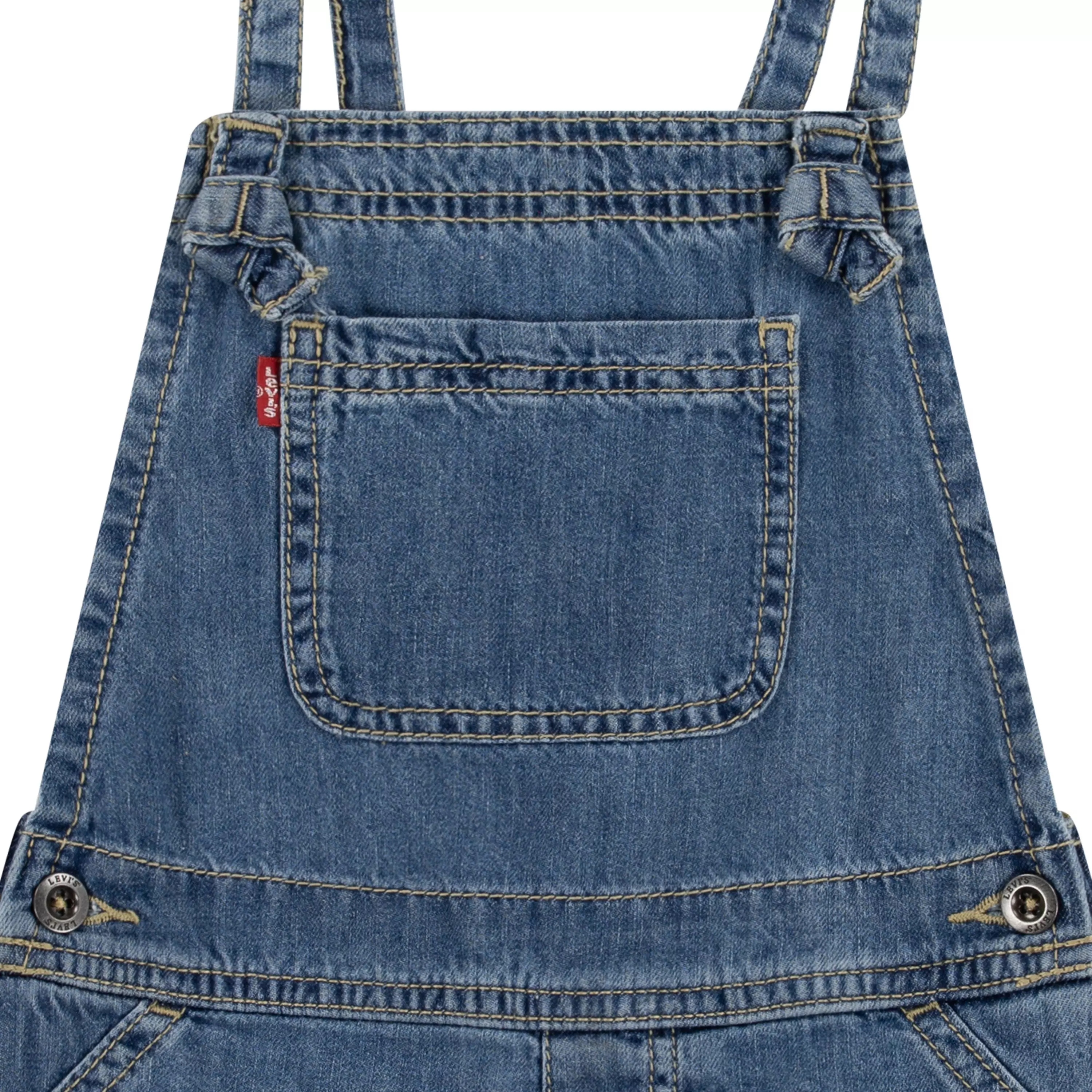 Levi's Little Girls' Knot Strap Dark Blue Wash Denim Shortalls - BLUE
