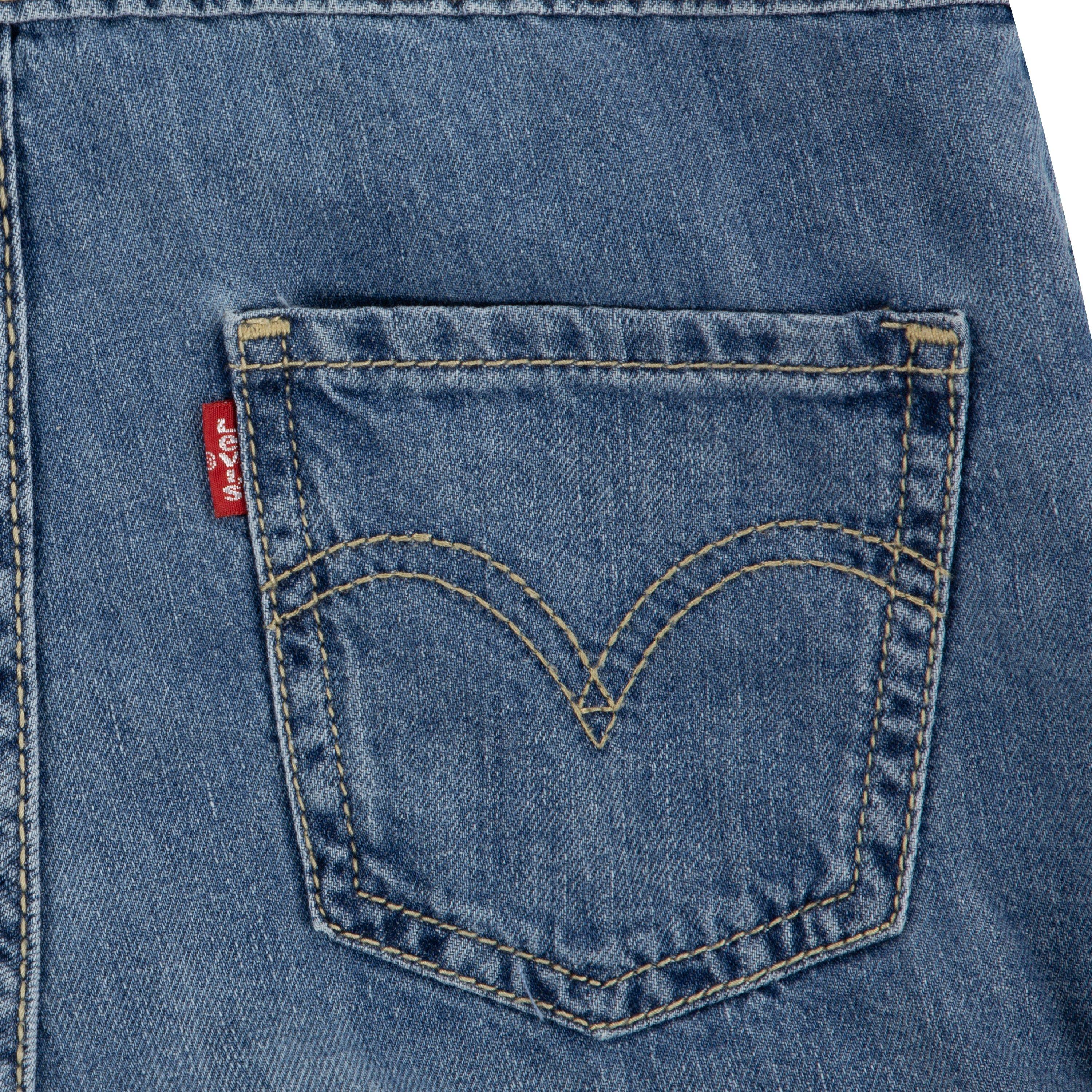 Levi's Little Girls' Knot Strap Dark Blue Wash Denim Shortalls - BLUE Thumbnail View 5