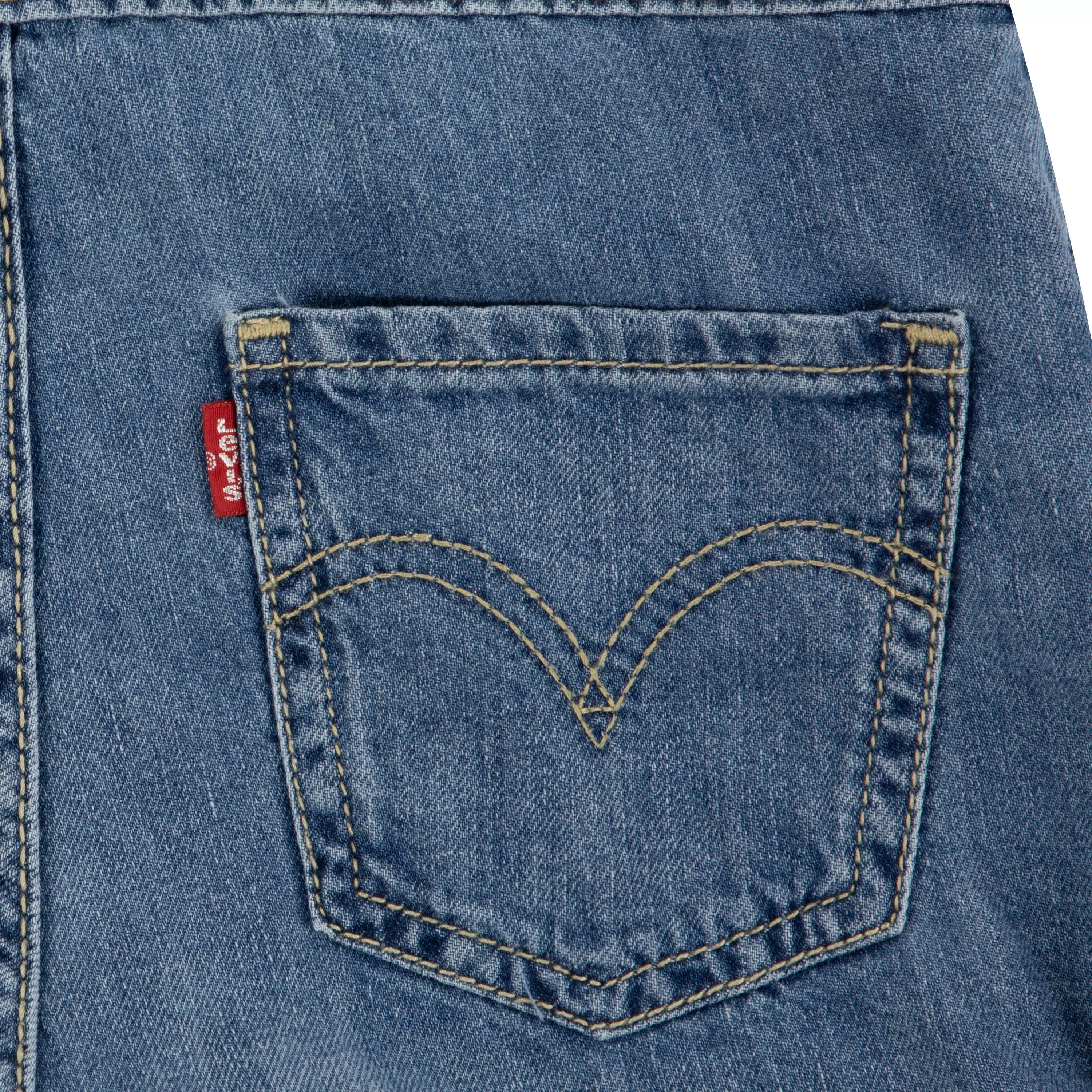 Levi's Little Girls' Knot Strap Dark Blue Wash Denim Shortalls - BLUE