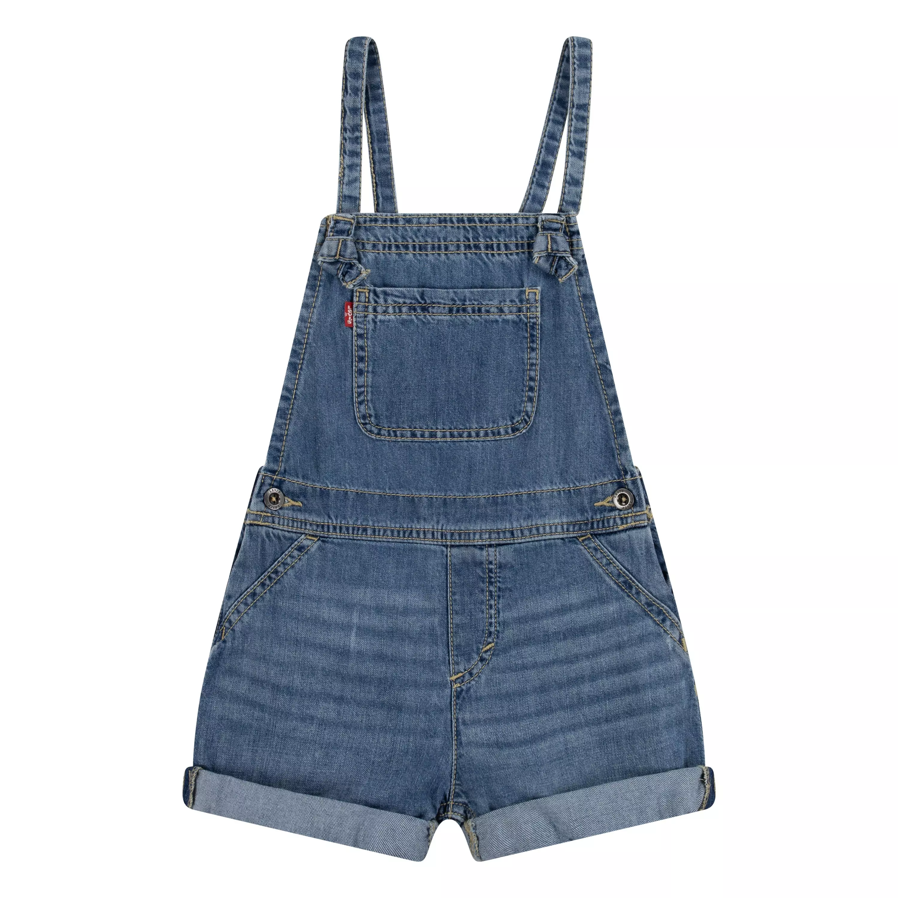 Levi's Little Girls' Knot Strap Dark Blue Wash Denim Shortalls - BLUE