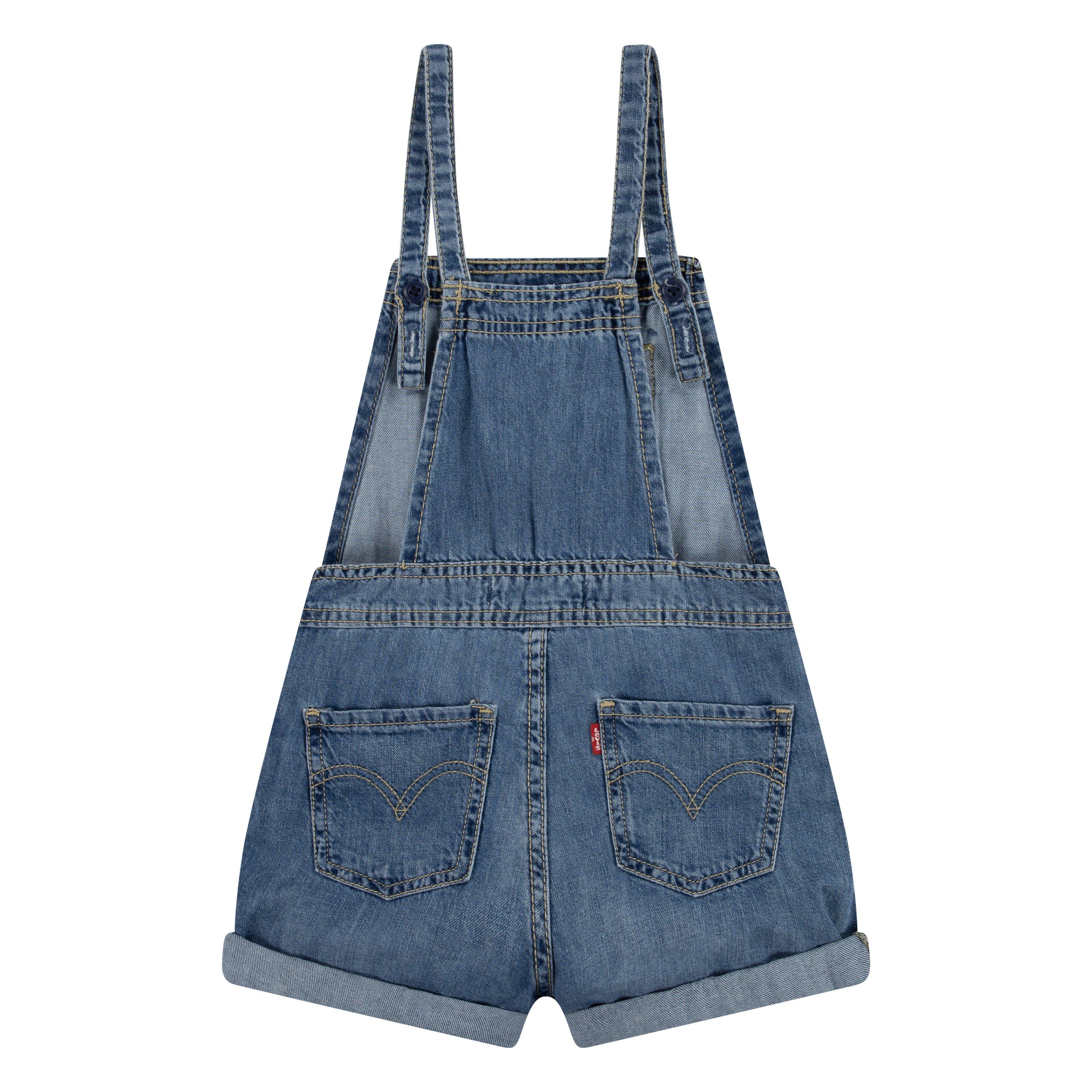 Levi's Little Girls' Knot Strap Dark Blue Wash Denim Shortalls - BLUE Thumbnail View 7
