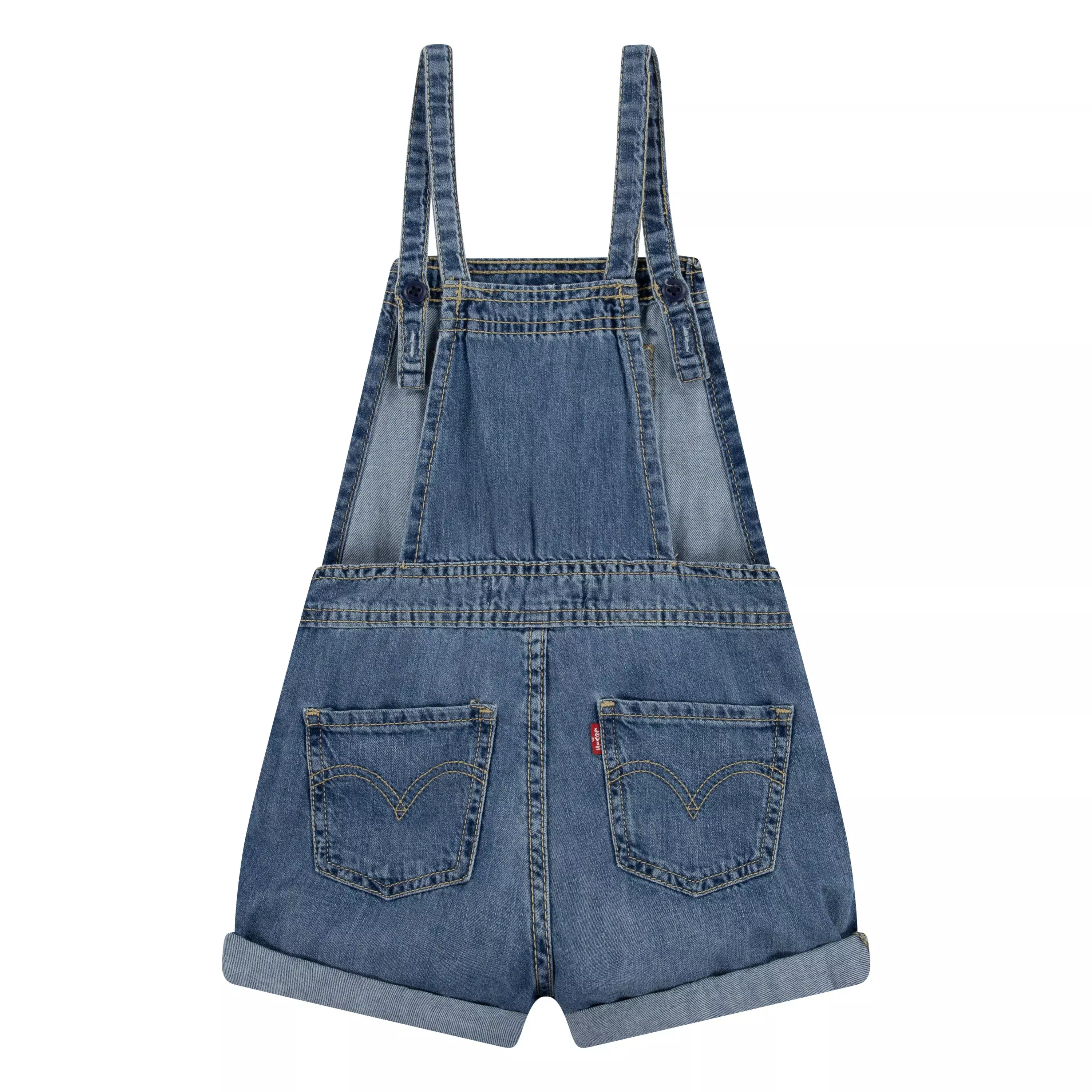 Levi's Little Girls' Knot Strap Dark Blue Wash Denim Shortalls - BLUE