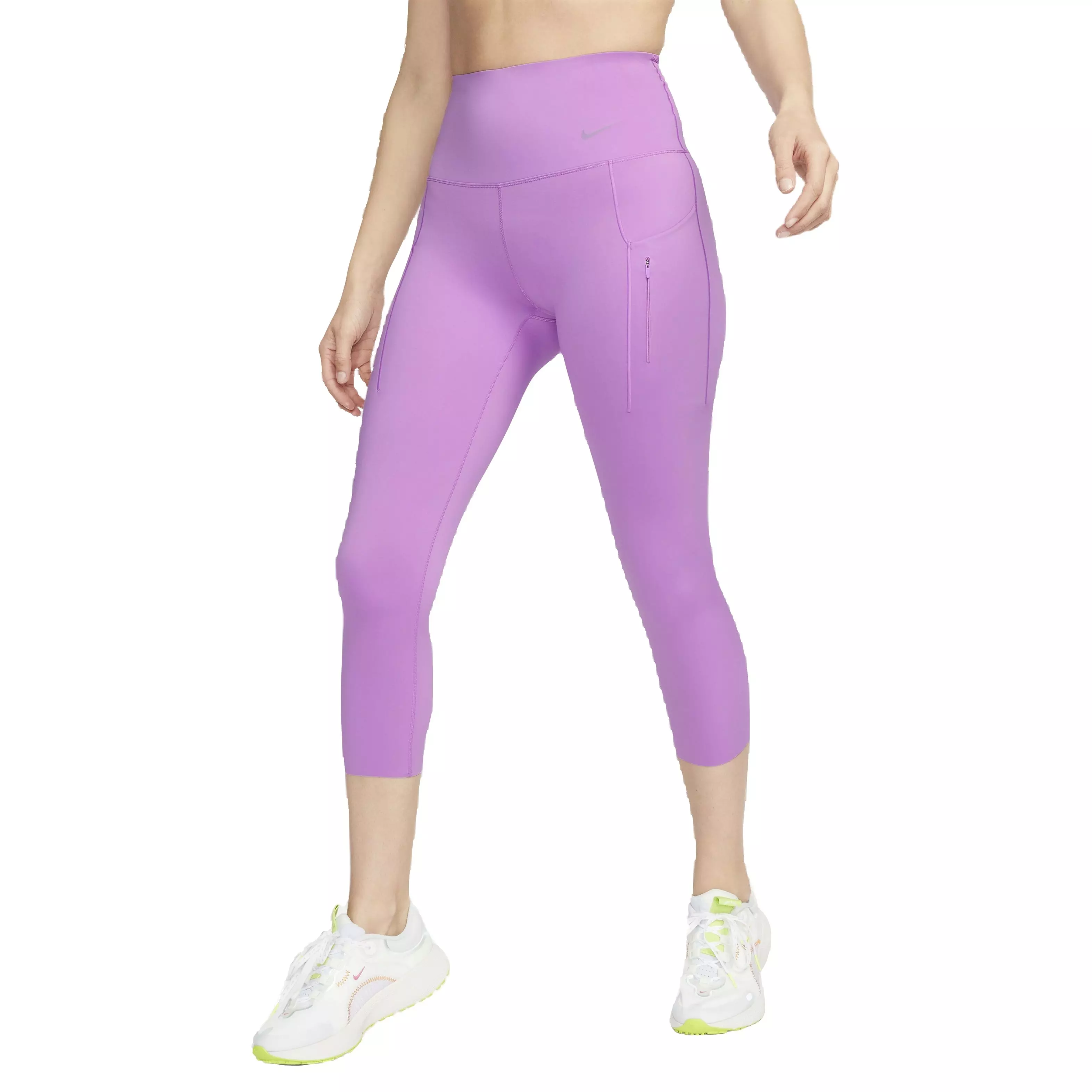Nike Women's Dri-FIT Go High-Rise Firm-Support Cropped Leggings with Pockets - PURPLE