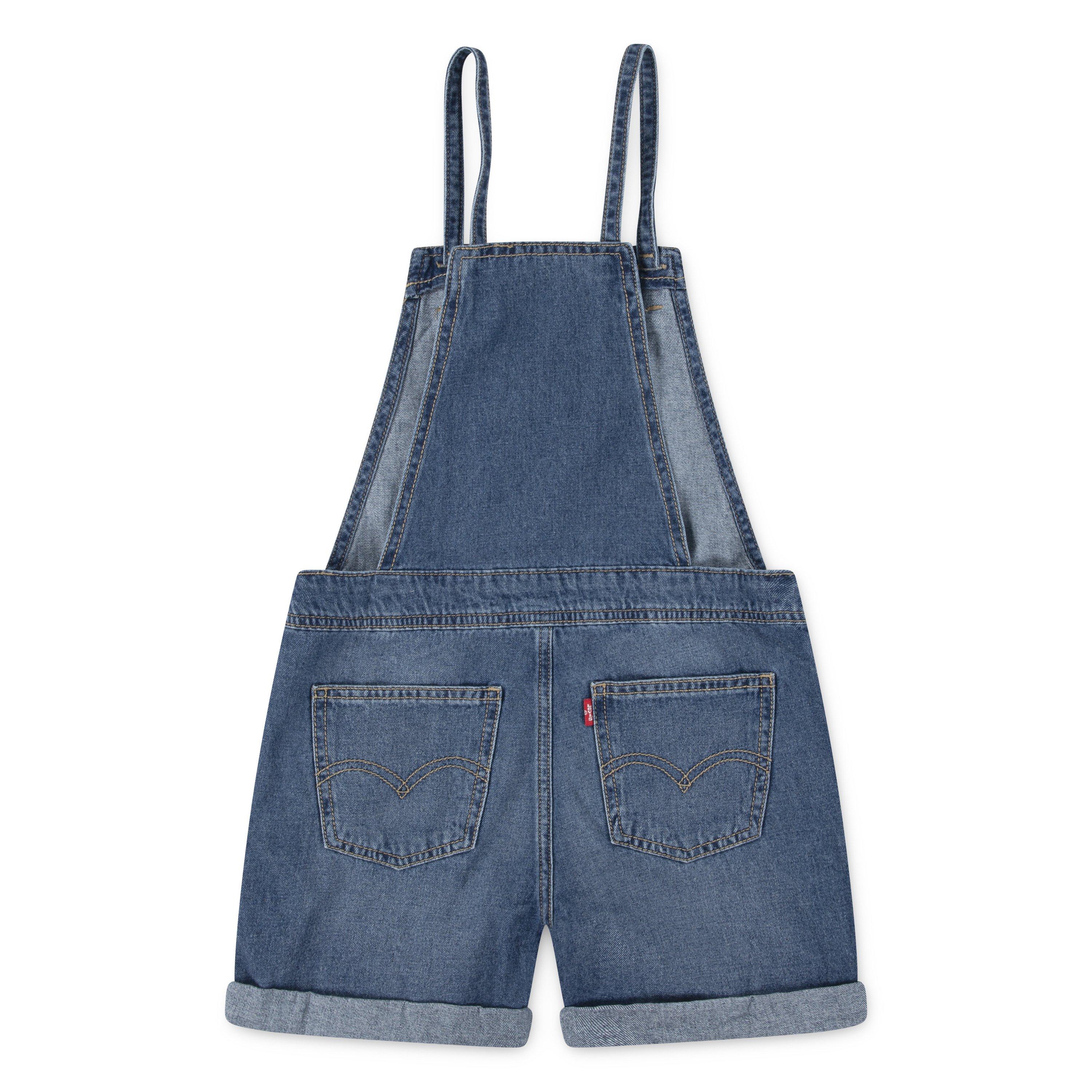 Levi's Big Girls' Knot Strap Dark Blue Wash Denim Shortalls - BLUE Thumbnail View 2