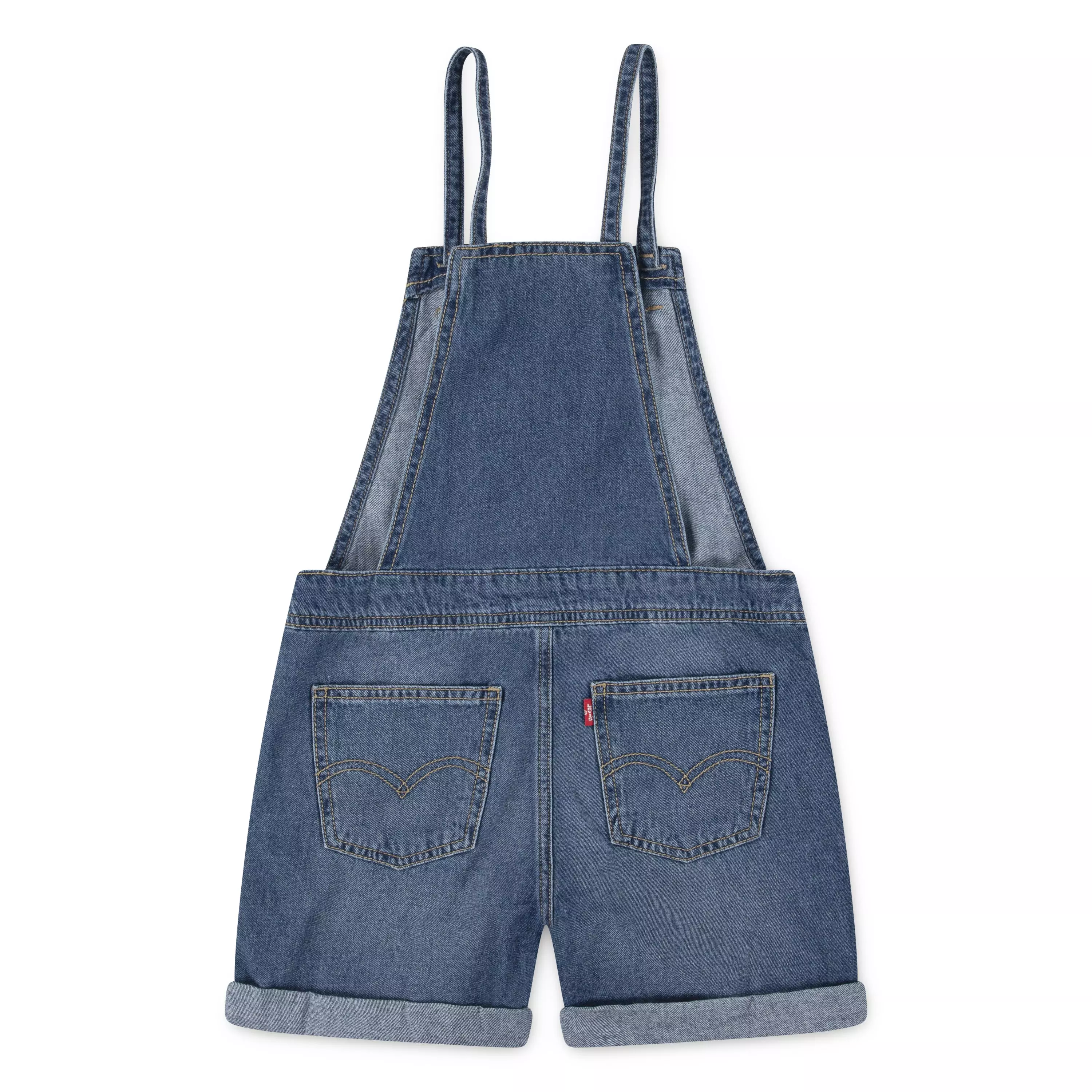 Levi's Big Girls' Knot Strap Dark Blue Wash Denim Shortalls - BLUE
