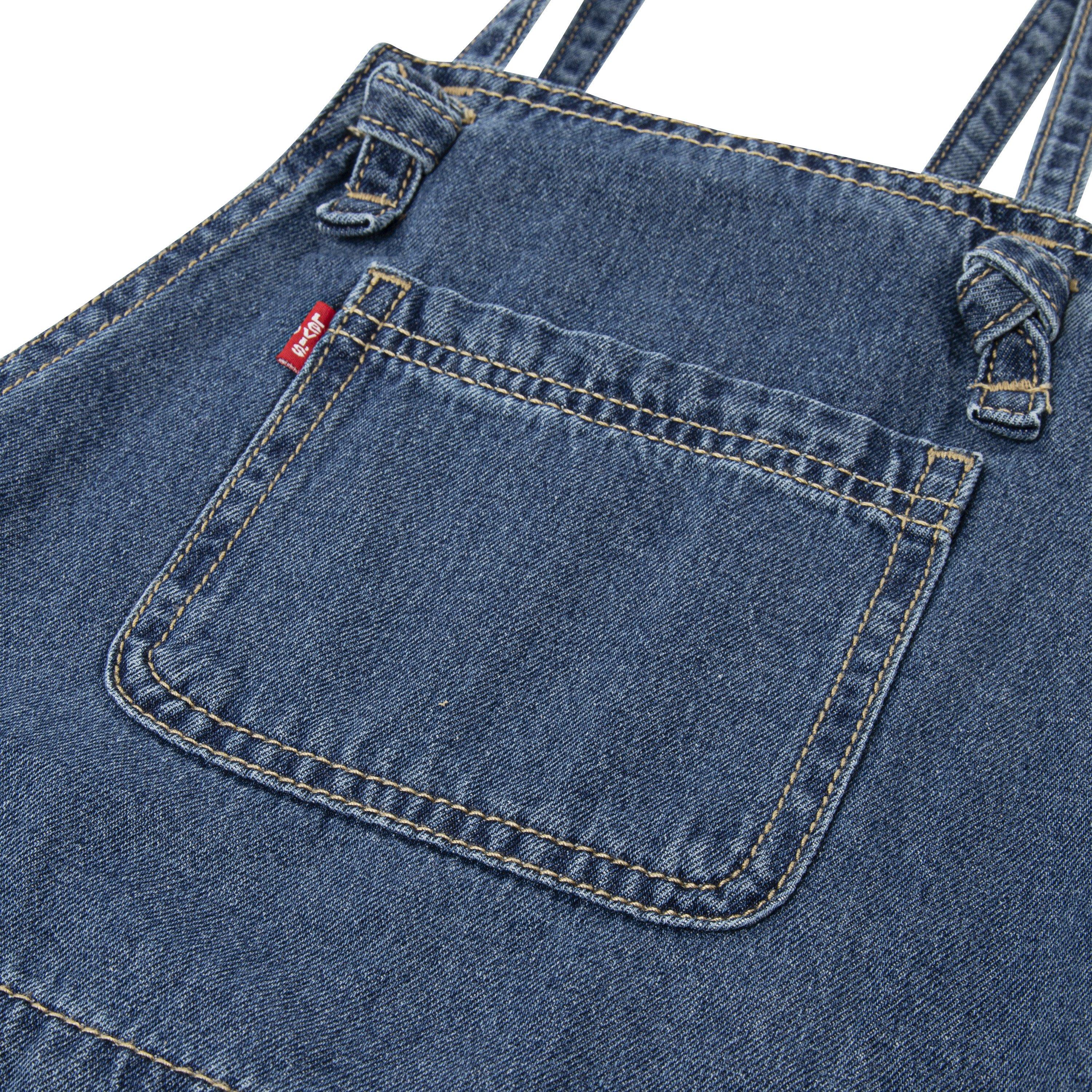 Levi's Big Girls' Knot Strap Dark Blue Wash Denim Shortalls - BLUE Thumbnail View 3