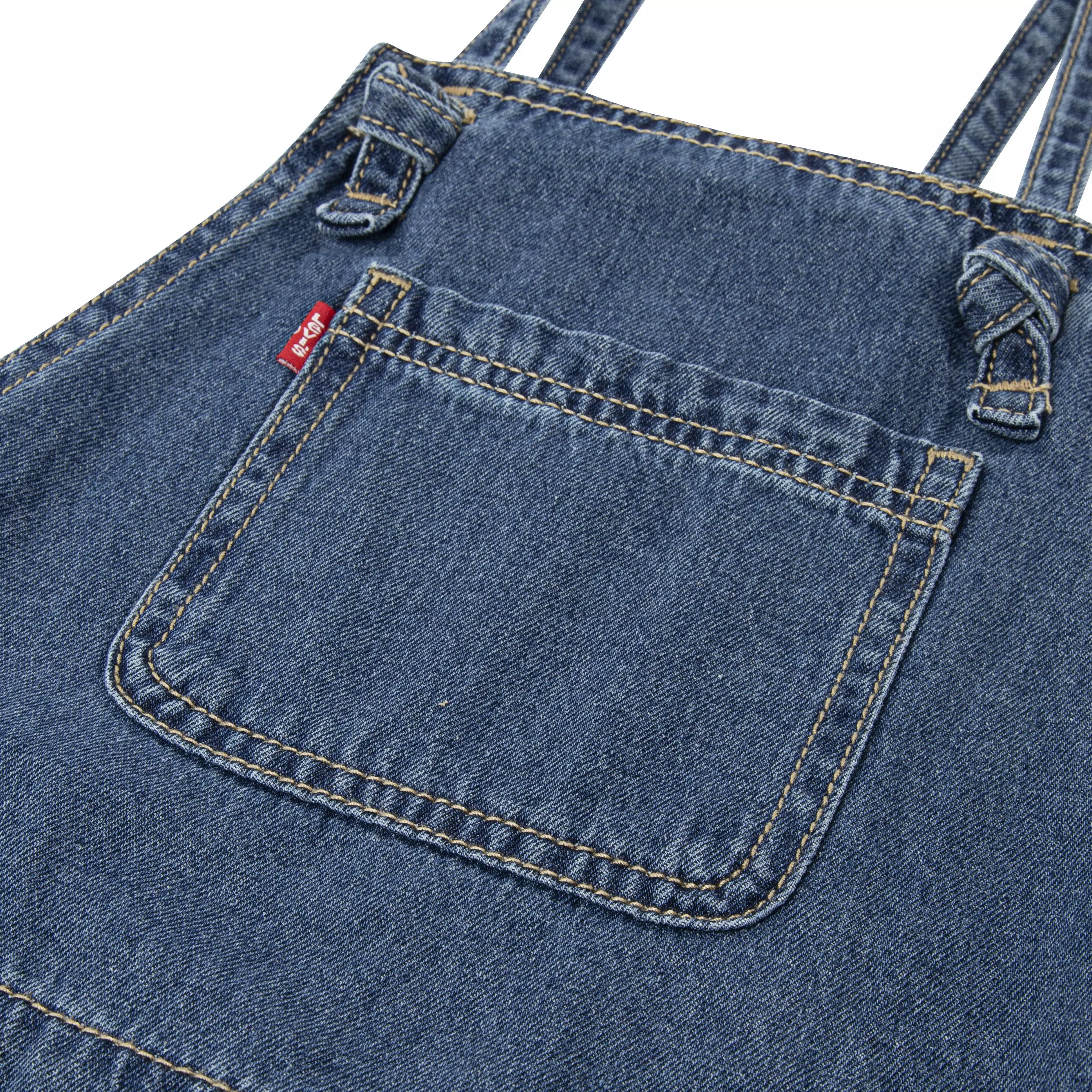 Levi's Big Girls' Knot Strap Dark Blue Wash Denim Shortalls - BLUE