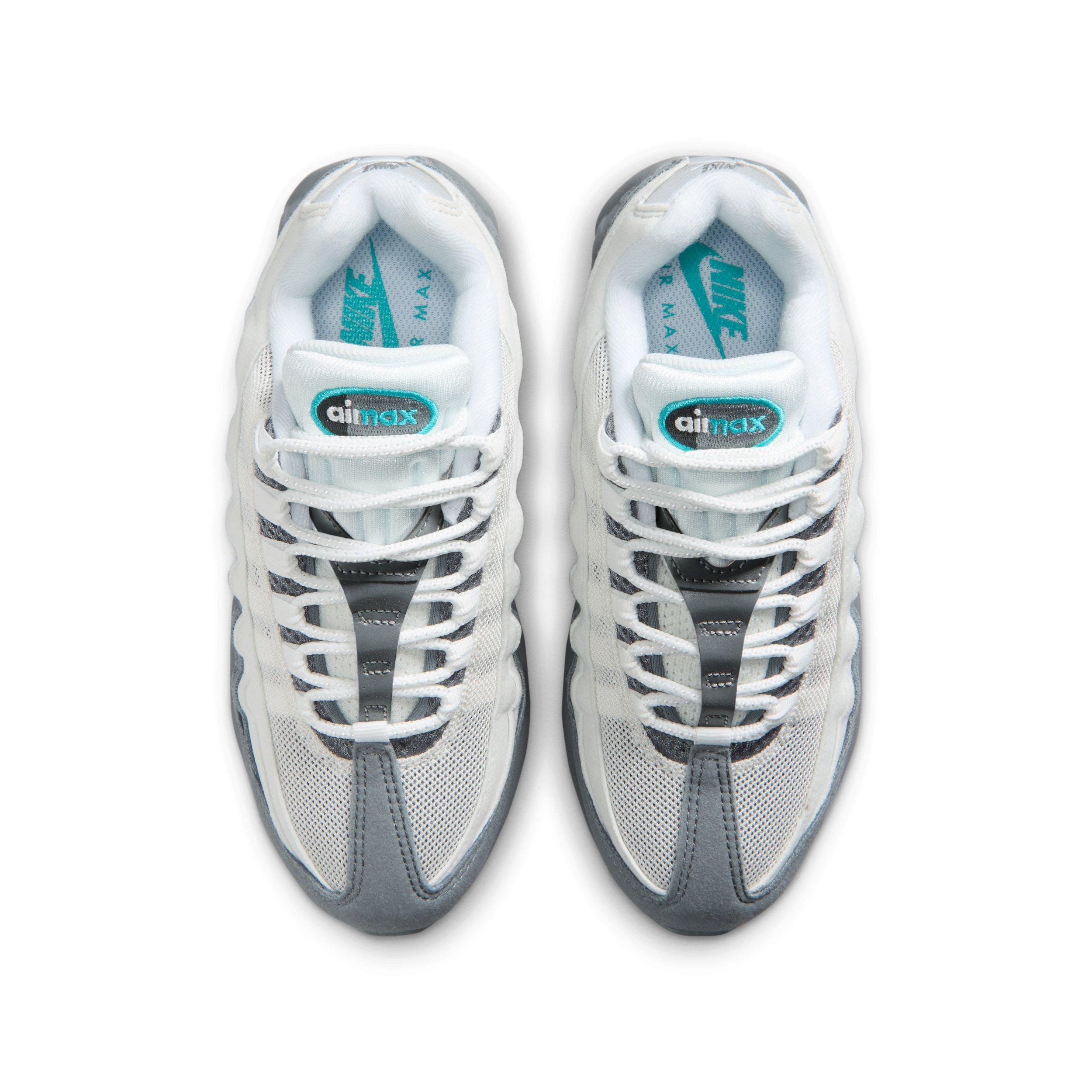 Nike Air Max 95 Big Bubble "White/Smoke Grey/Dark Smoke Grey/Dusty Cactus" Grade School Girls' Shoe - WHITE/GREY/DK GREY/CACTUS Thumbnail View 4