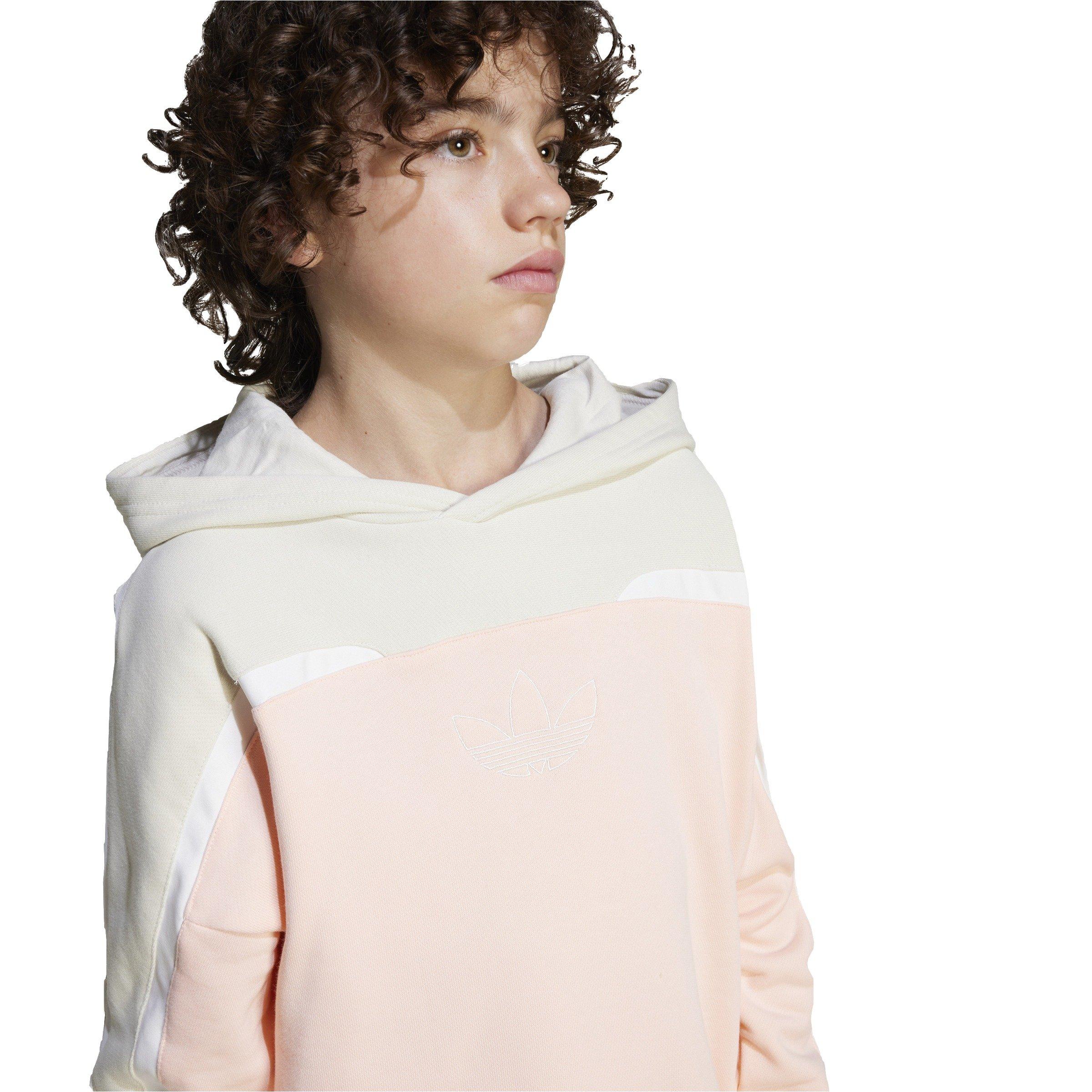 adidas Originals Oversized Pullover Big Kids' Pink/Beige Hoodie