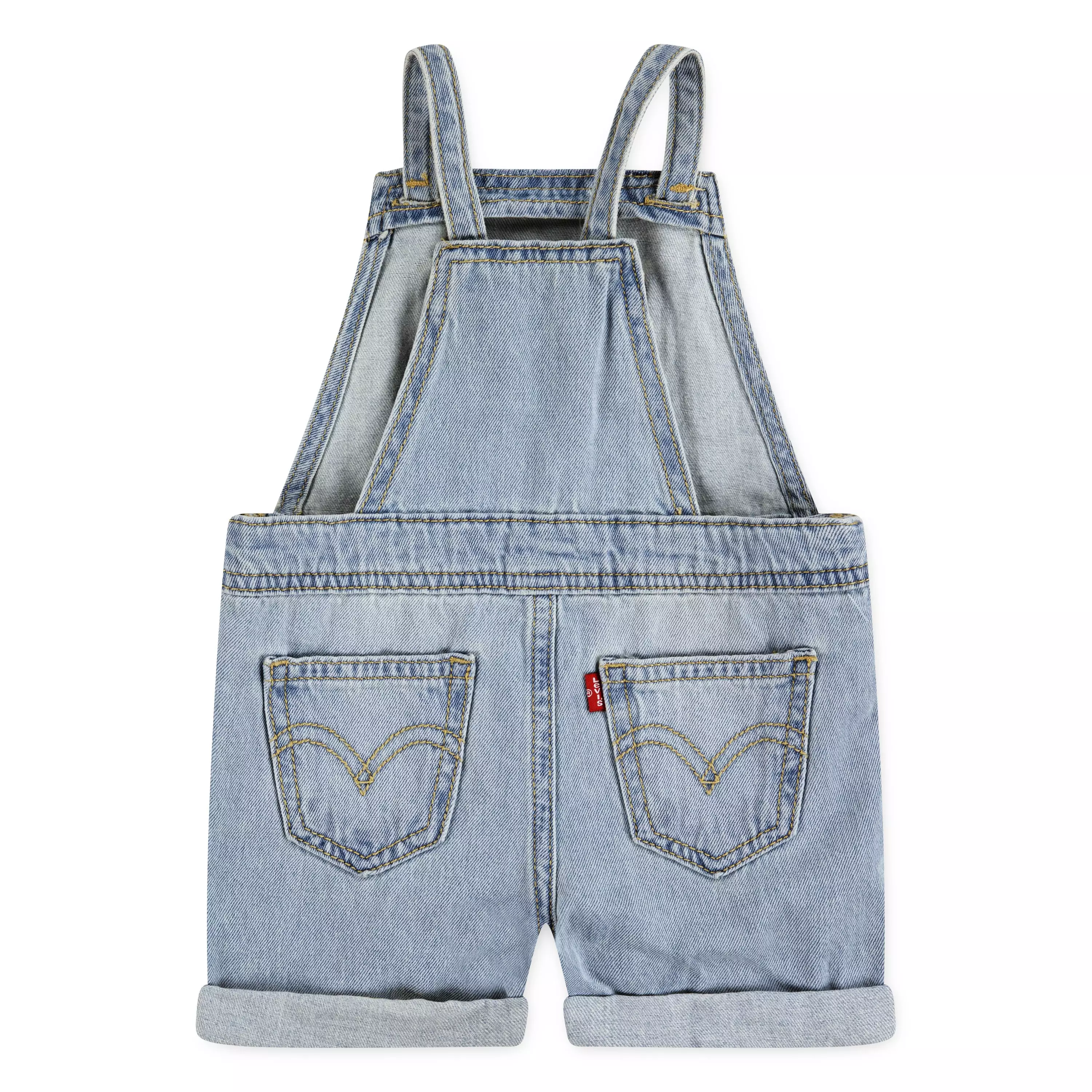 Levi's Baby Girls' Knot Strap Light Blue Wash Denim Shortalls - LIGHT BLUE