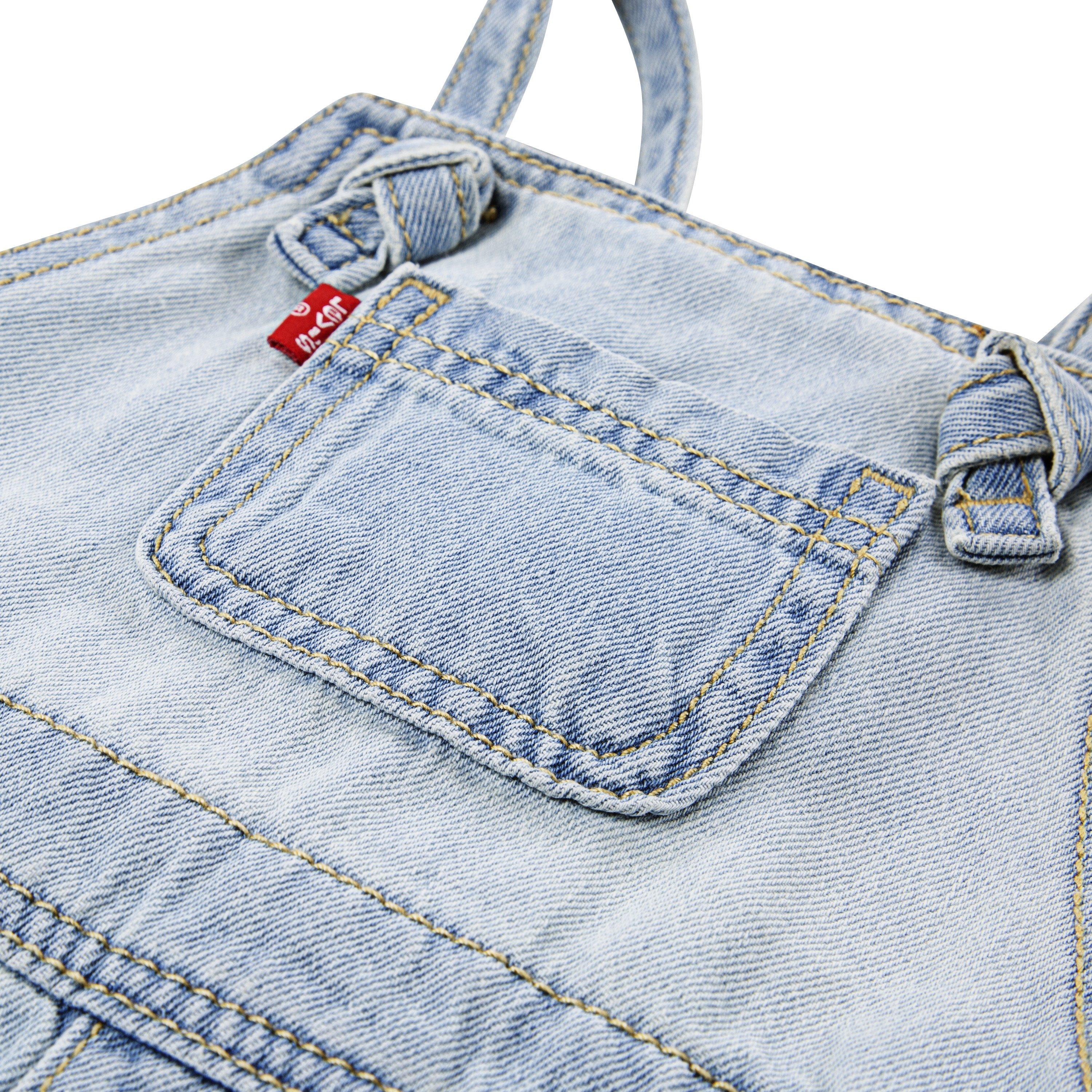 Levi's Baby Girls' Knot Strap Light Blue Wash Denim Shortalls - LIGHT BLUE Thumbnail View 3