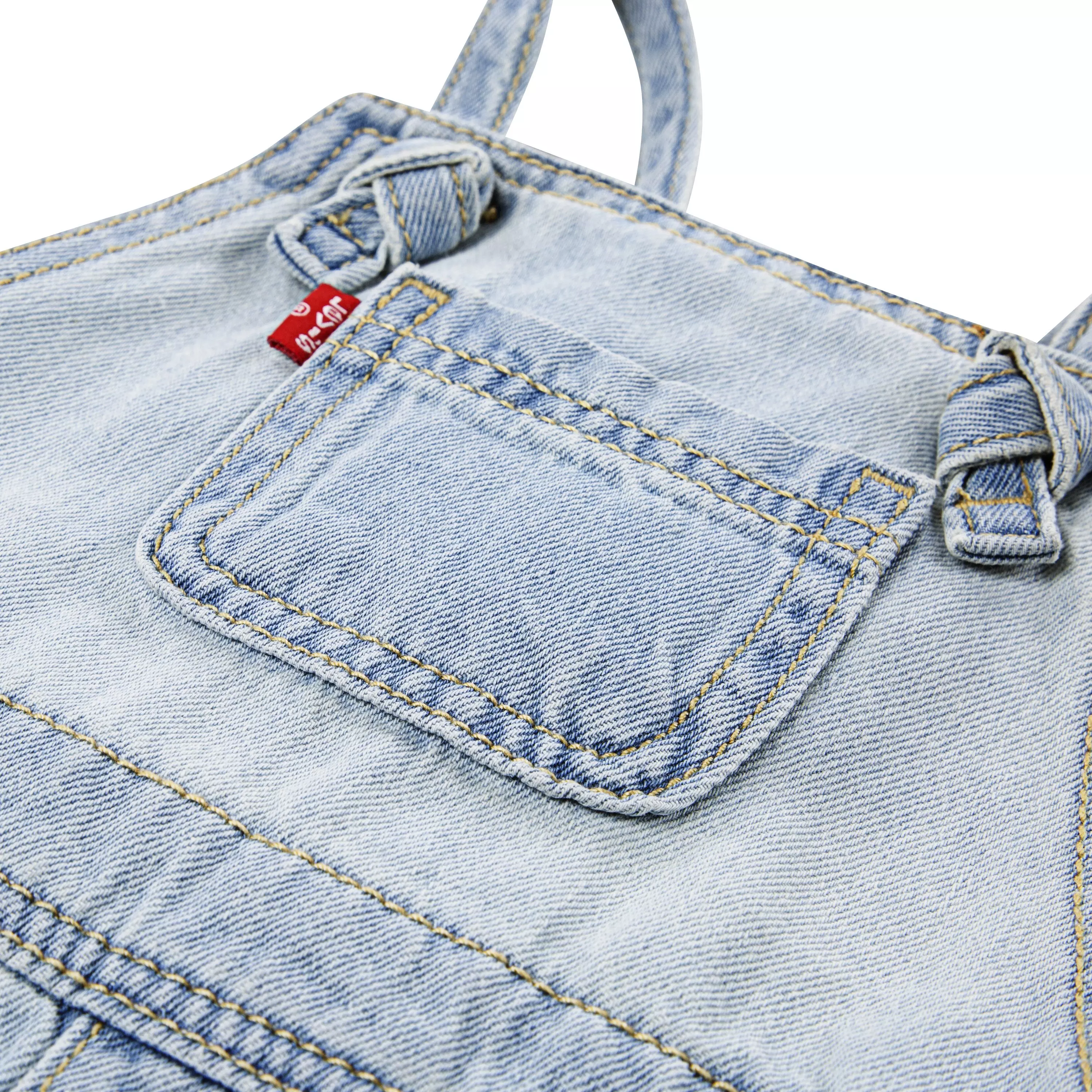 Levi's Baby Girls' Knot Strap Light Blue Wash Denim Shortalls - LIGHT BLUE