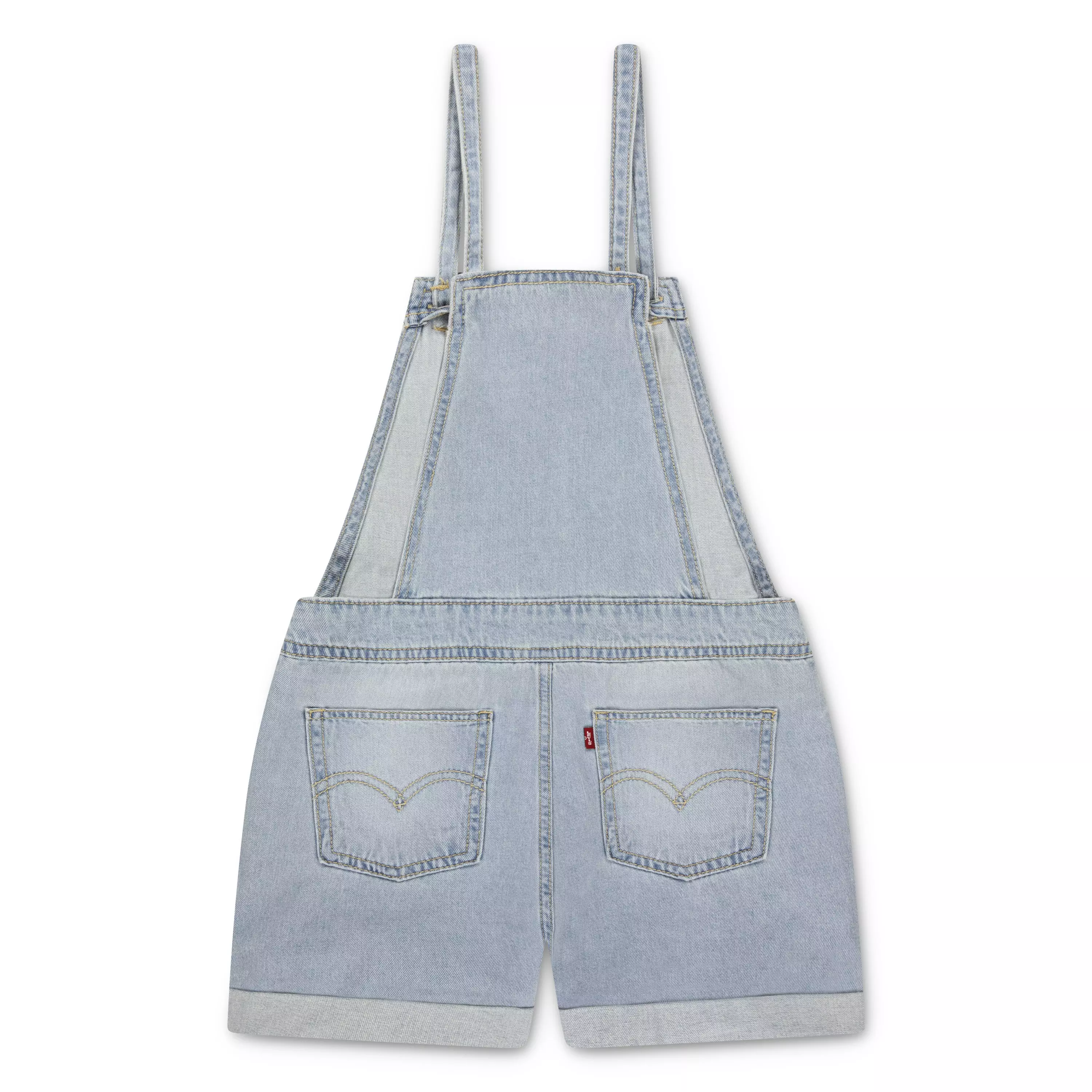 Levi's Big Girls' Knot Strap Light Blue Wash Denim Shortalls - LIGHT BLUE