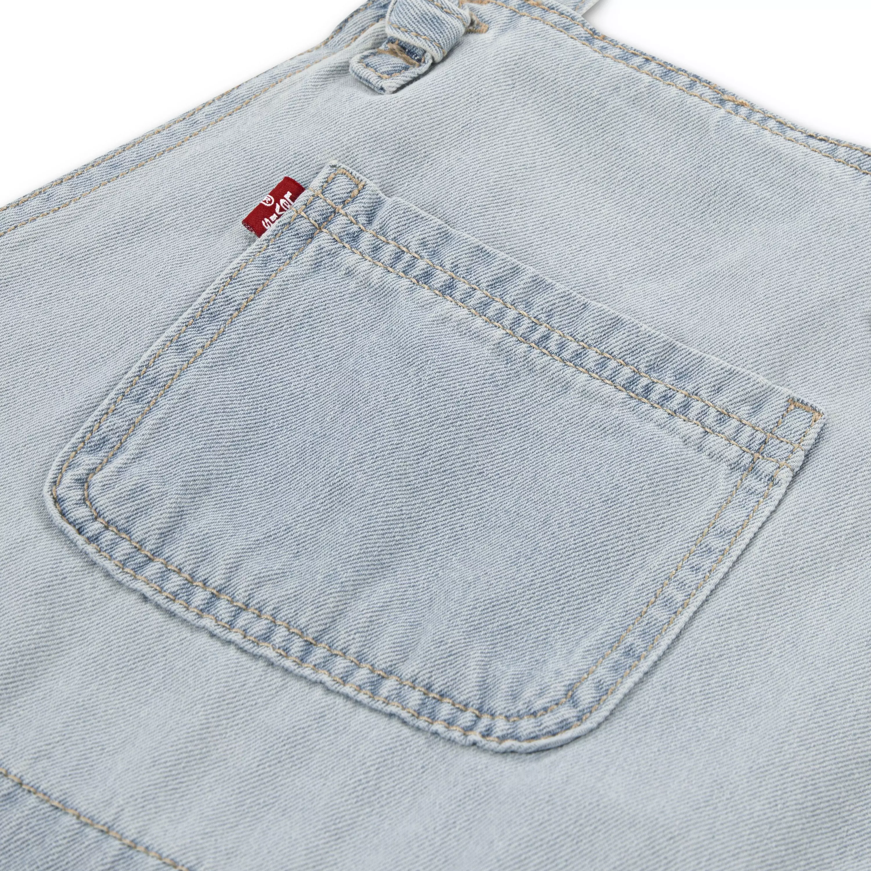 Levi's Big Girls' Knot Strap Light Blue Wash Denim Shortalls - LIGHT BLUE
