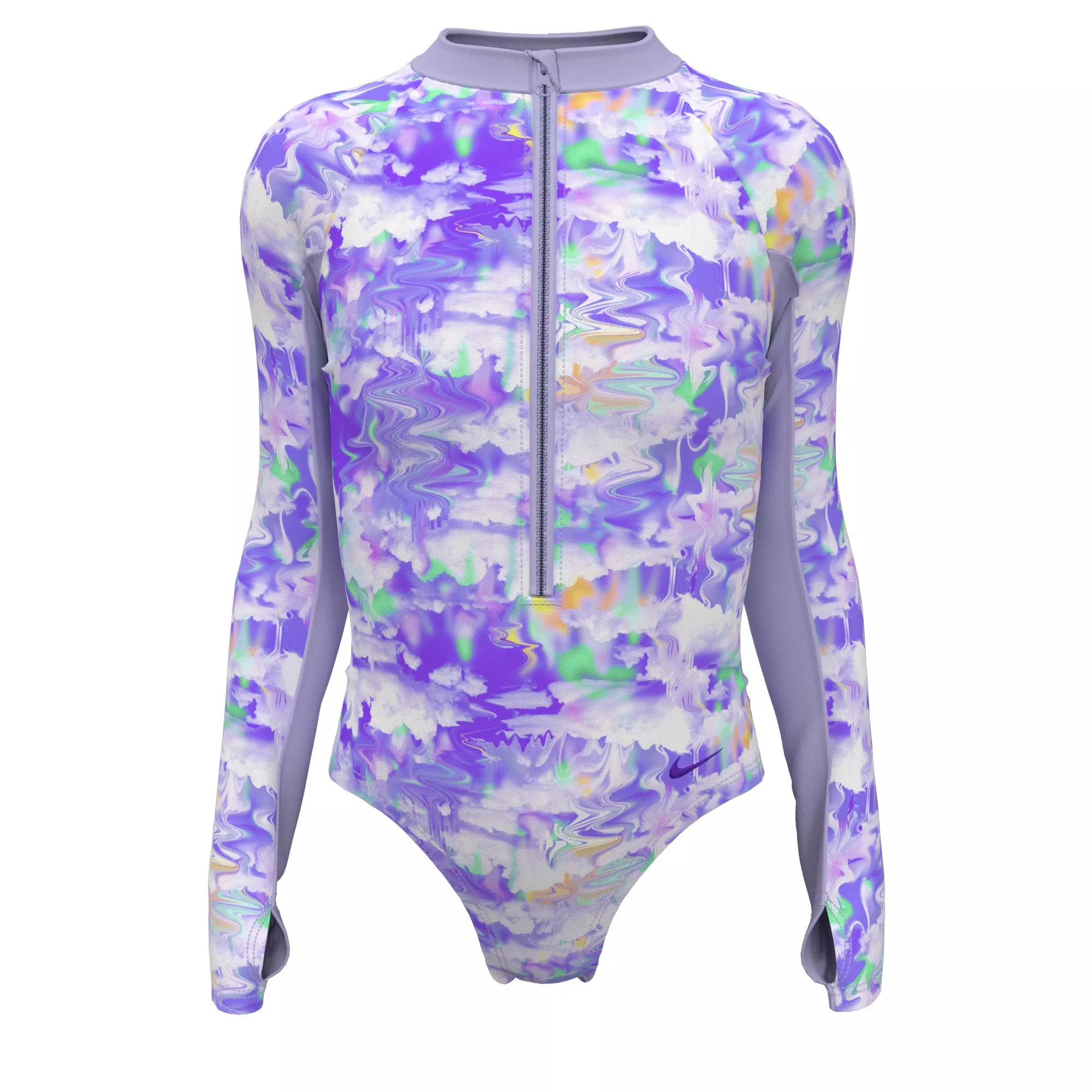 Nike Big Girls' Swim Long-Sleeve One Piece Swimsuit - PURPLE