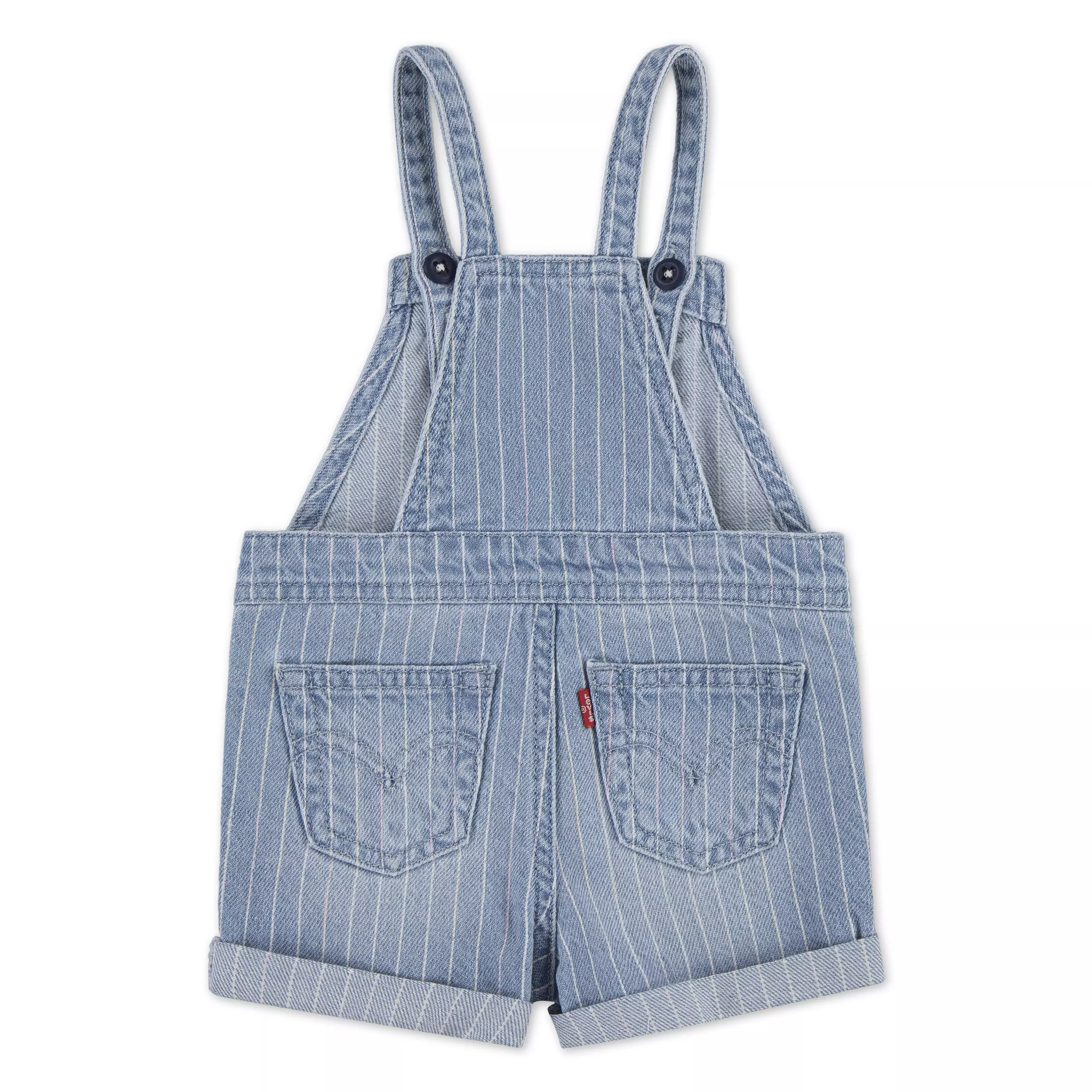 Levi's Baby Girls' Knot Strap Pinstripe Blue Wash Denim Shortalls - PINSTRIPE BLUE