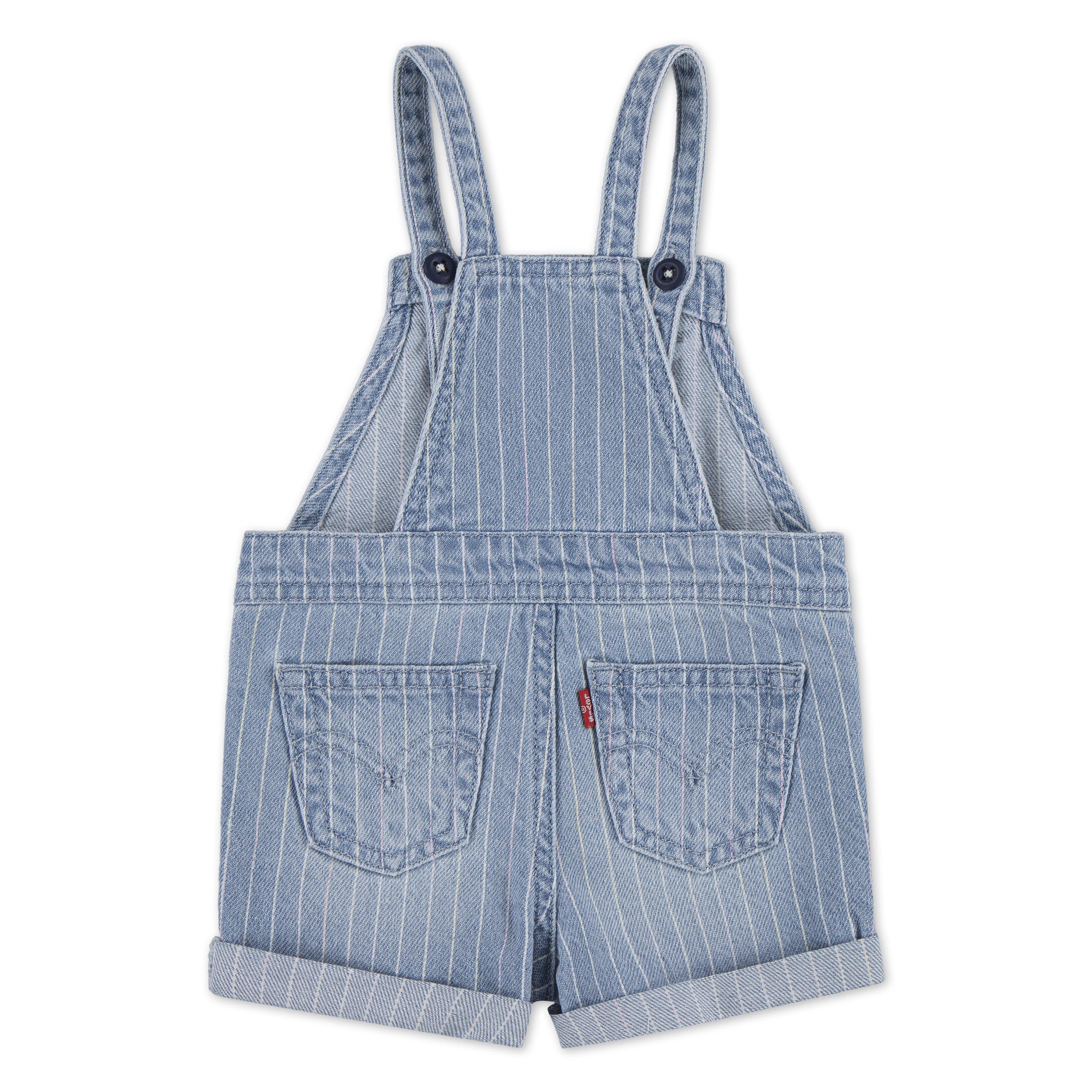 Levi's Knot Strap Baby Girls' Pinstripe Blue Wash Denim Shortalls