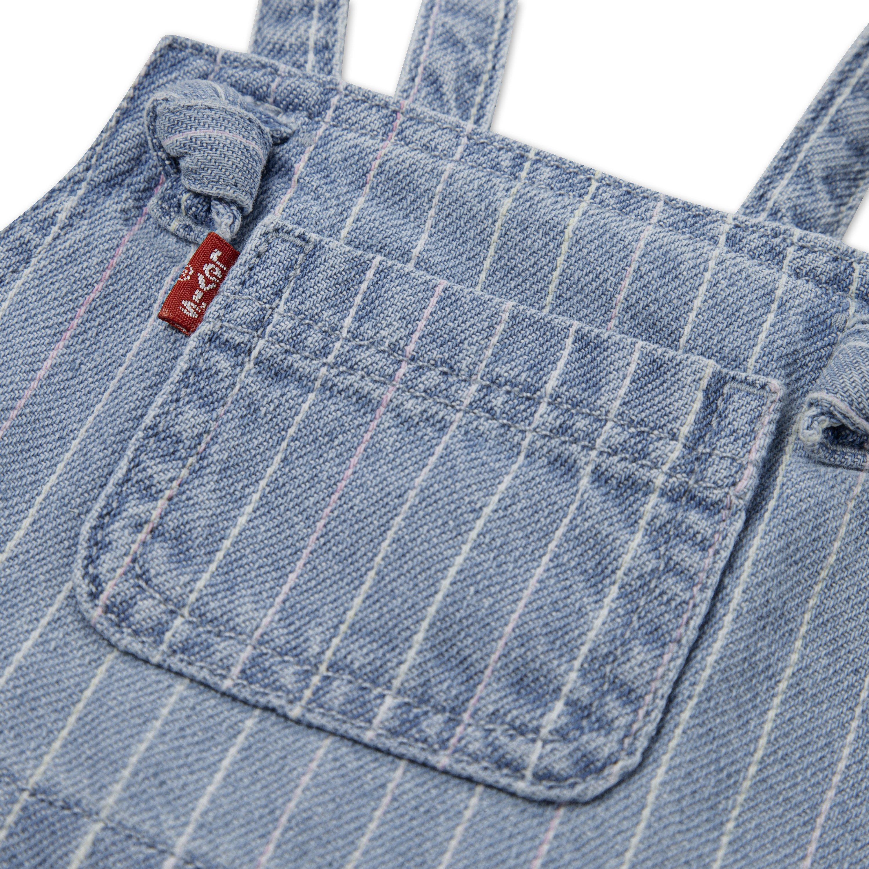 Levi's Knot Strap Baby Girls' Pinstripe Blue Wash Denim Shortalls