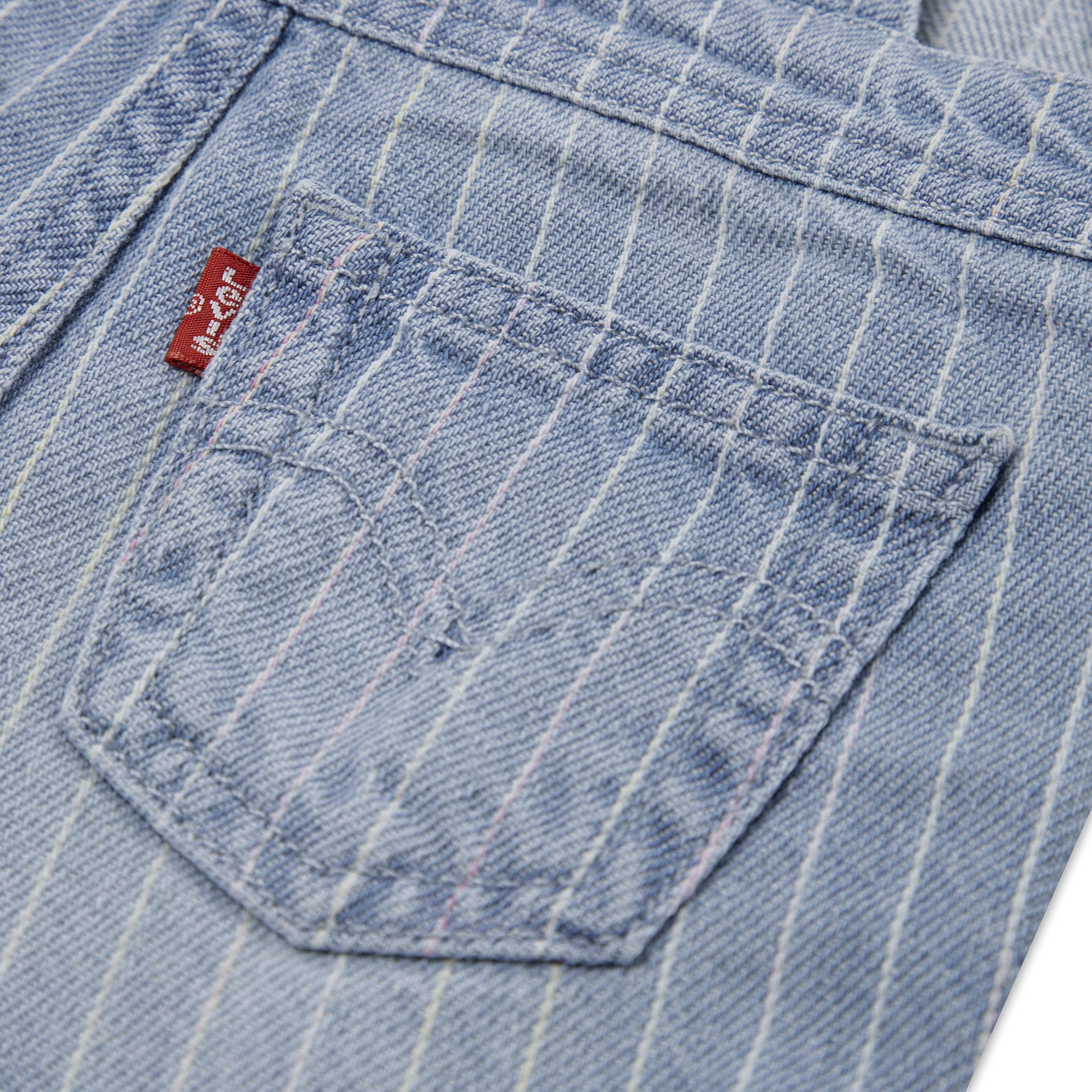 Levi's Baby Girls' Knot Strap Pinstripe Blue Wash Denim Shortalls - PINSTRIPE BLUE Thumbnail View 4