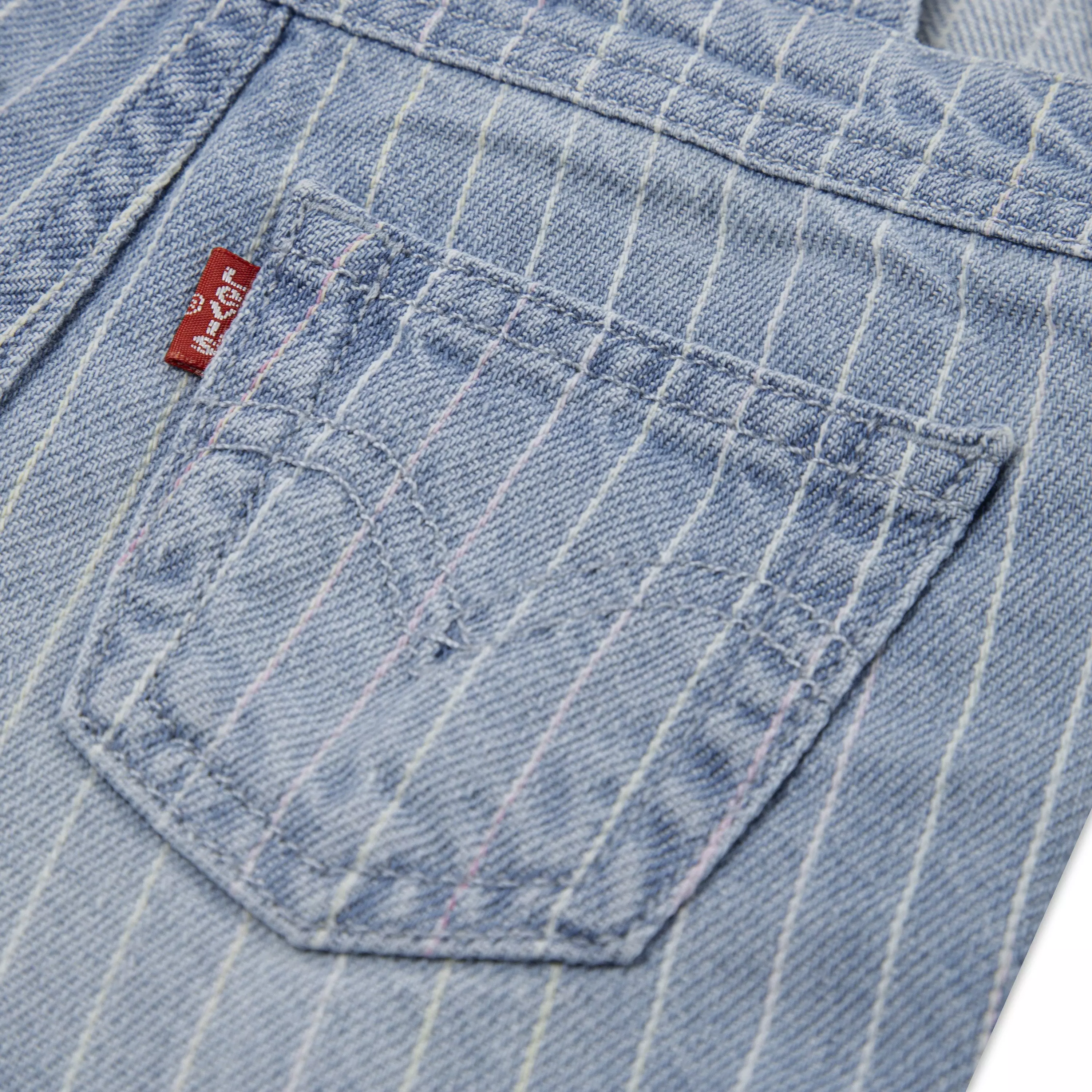 Levi's Baby Girls' Knot Strap Pinstripe Blue Wash Denim Shortalls - PINSTRIPE BLUE