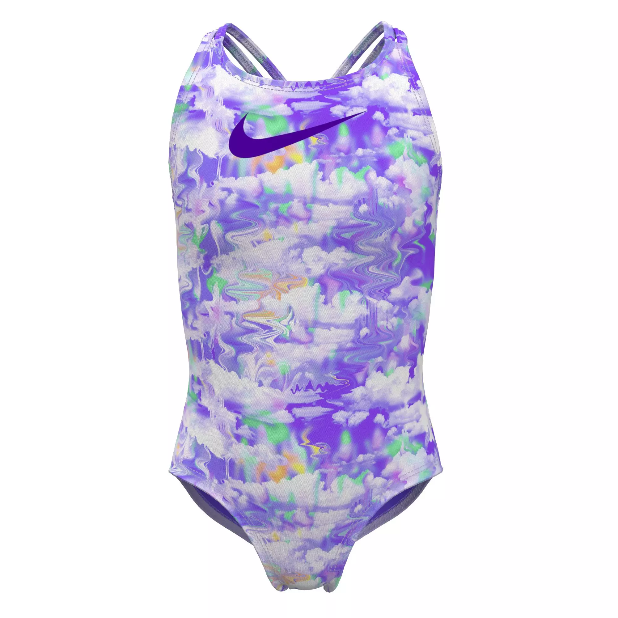 Nike Big Girls' Swim Dream Clouds Spiderback One Piece Swimsuit - PURPLE