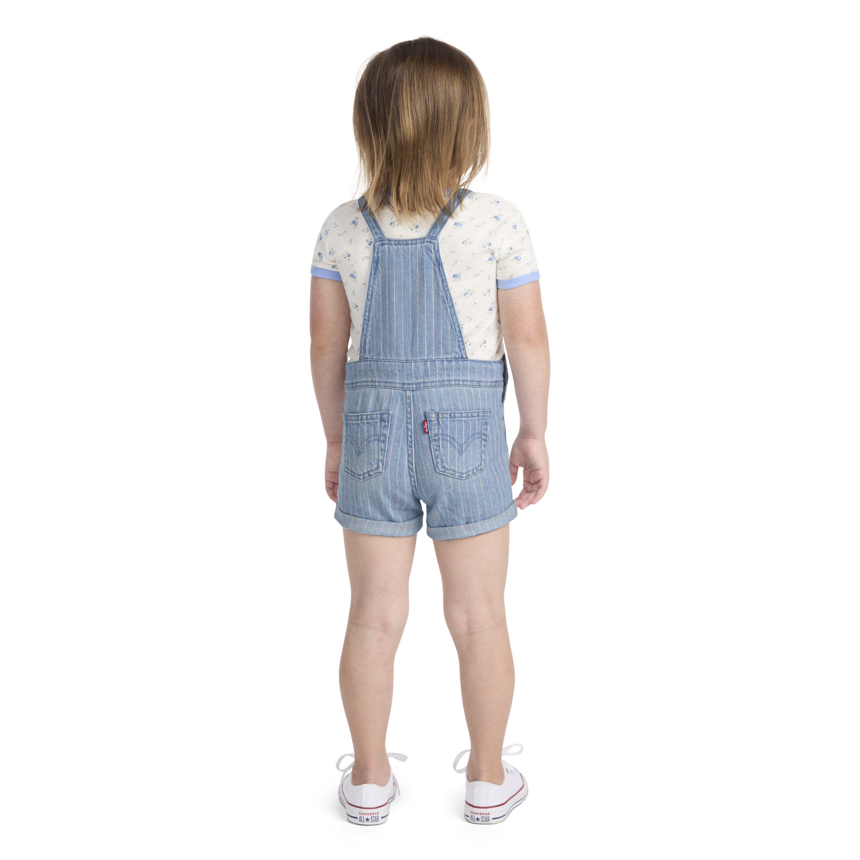 Levi's Knot Strap Toddler Girls' Pinstripe Blue Wash Denim Shortalls
