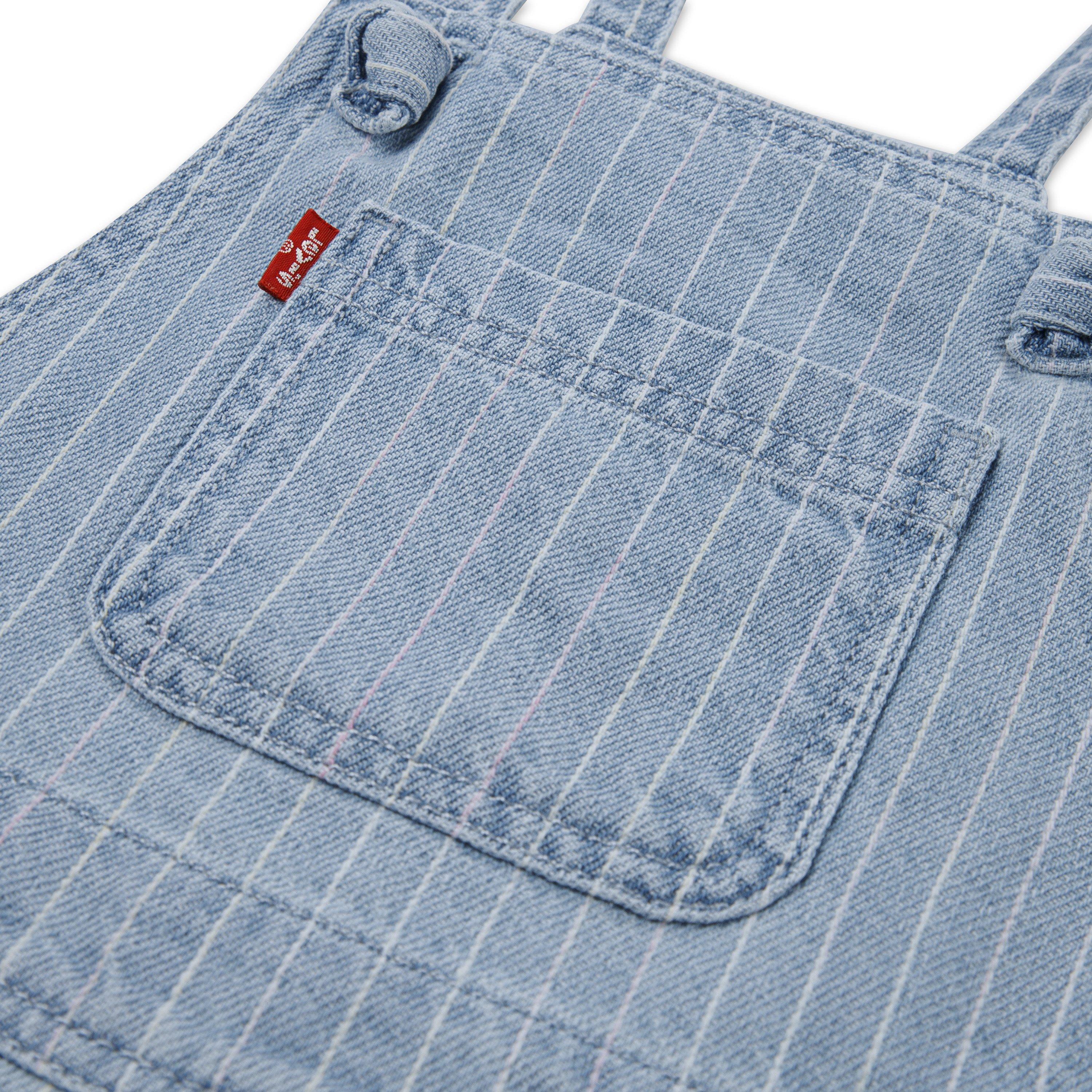 Levi's Toddler Girls' Knot Strap Pinstripe Blue Wash Denim Shortalls - PINSTRIPE BLUE Thumbnail View 3
