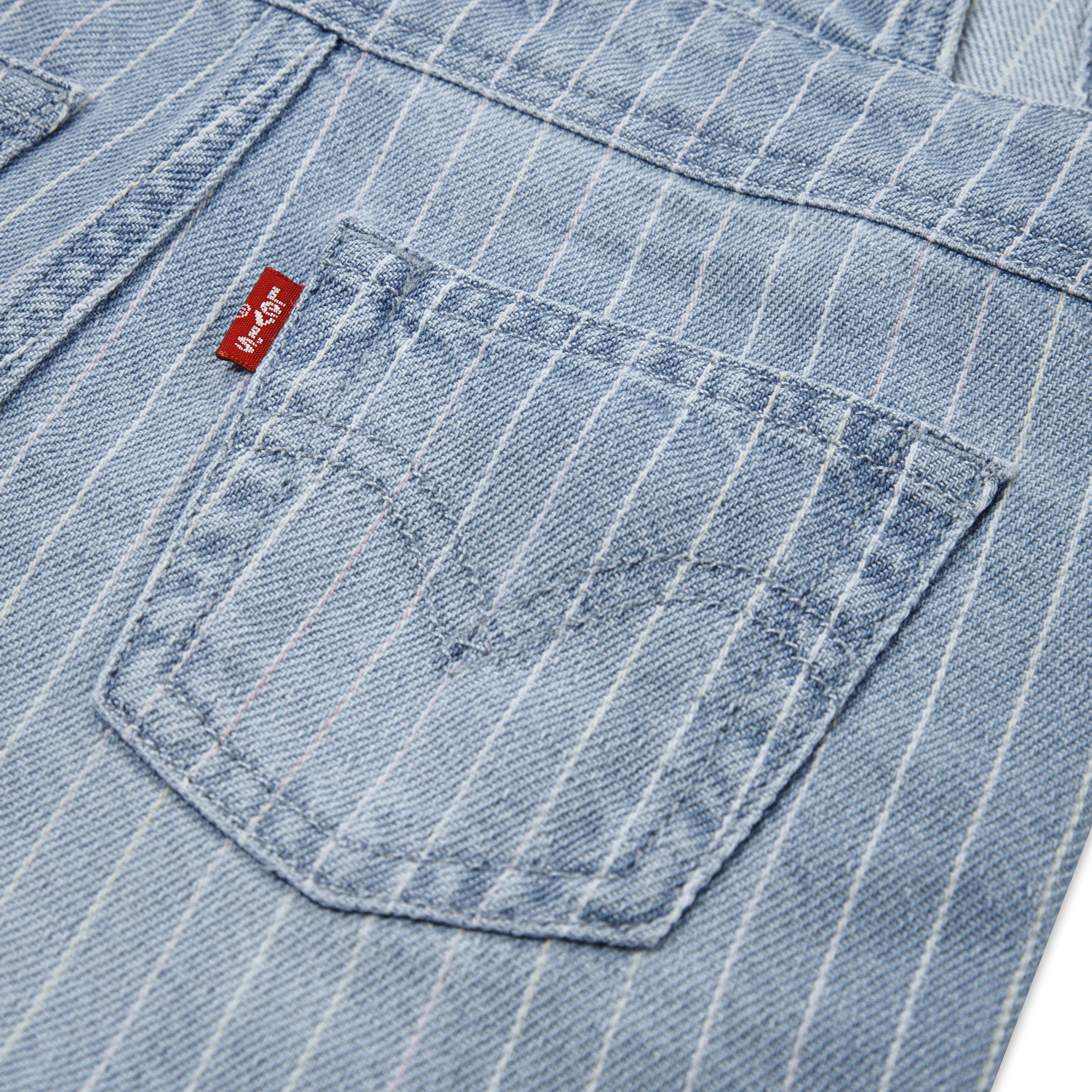 Levi's Toddler Girls' Knot Strap Pinstripe Blue Wash Denim Shortalls - PINSTRIPE BLUE Thumbnail View 4