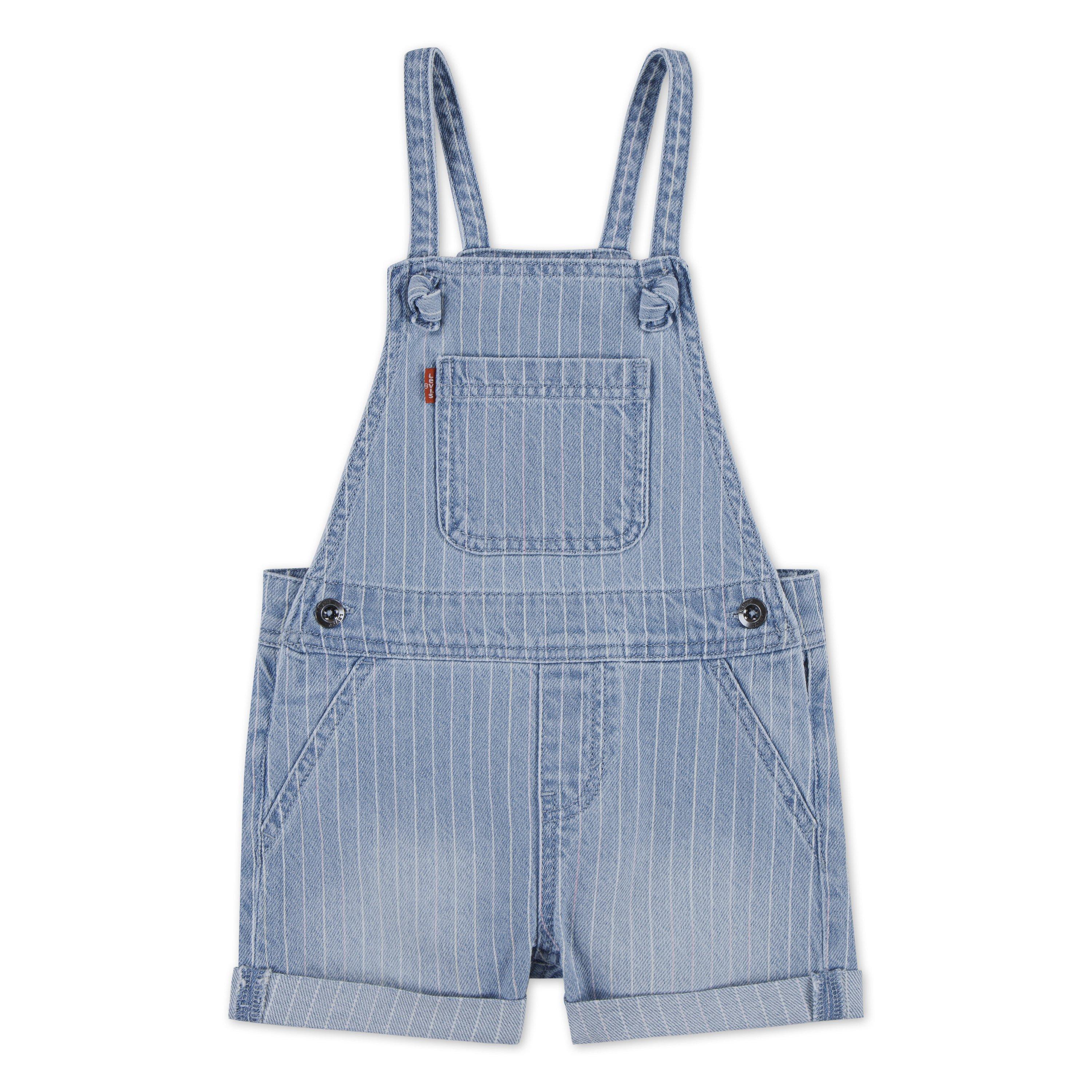 Levi's Knot Strap Toddler Girls' Pinstripe Blue Wash Denim Shortalls