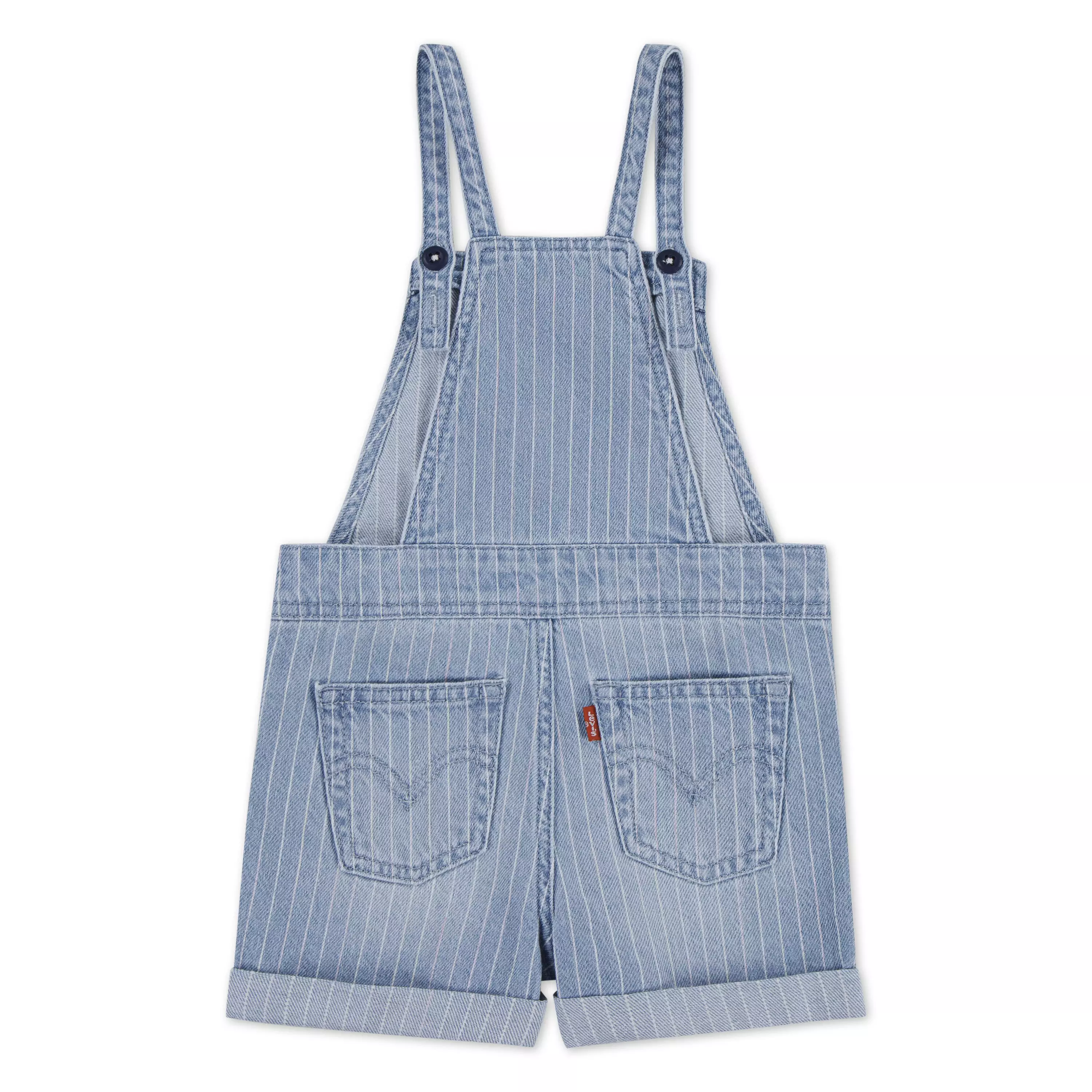 Levi's Toddler Girls' Knot Strap Pinstripe Blue Wash Denim Shortalls - PINSTRIPE BLUE