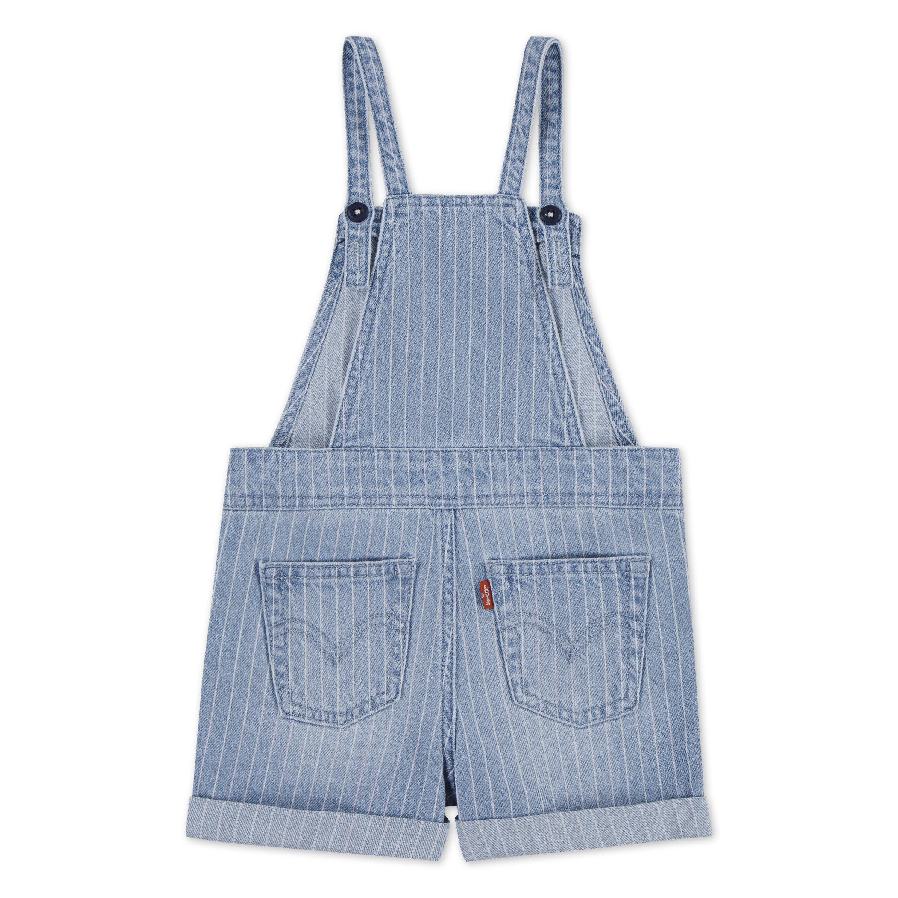 Levi's Knot Strap Toddler Girls' Pinstripe Blue Wash Denim Shortalls